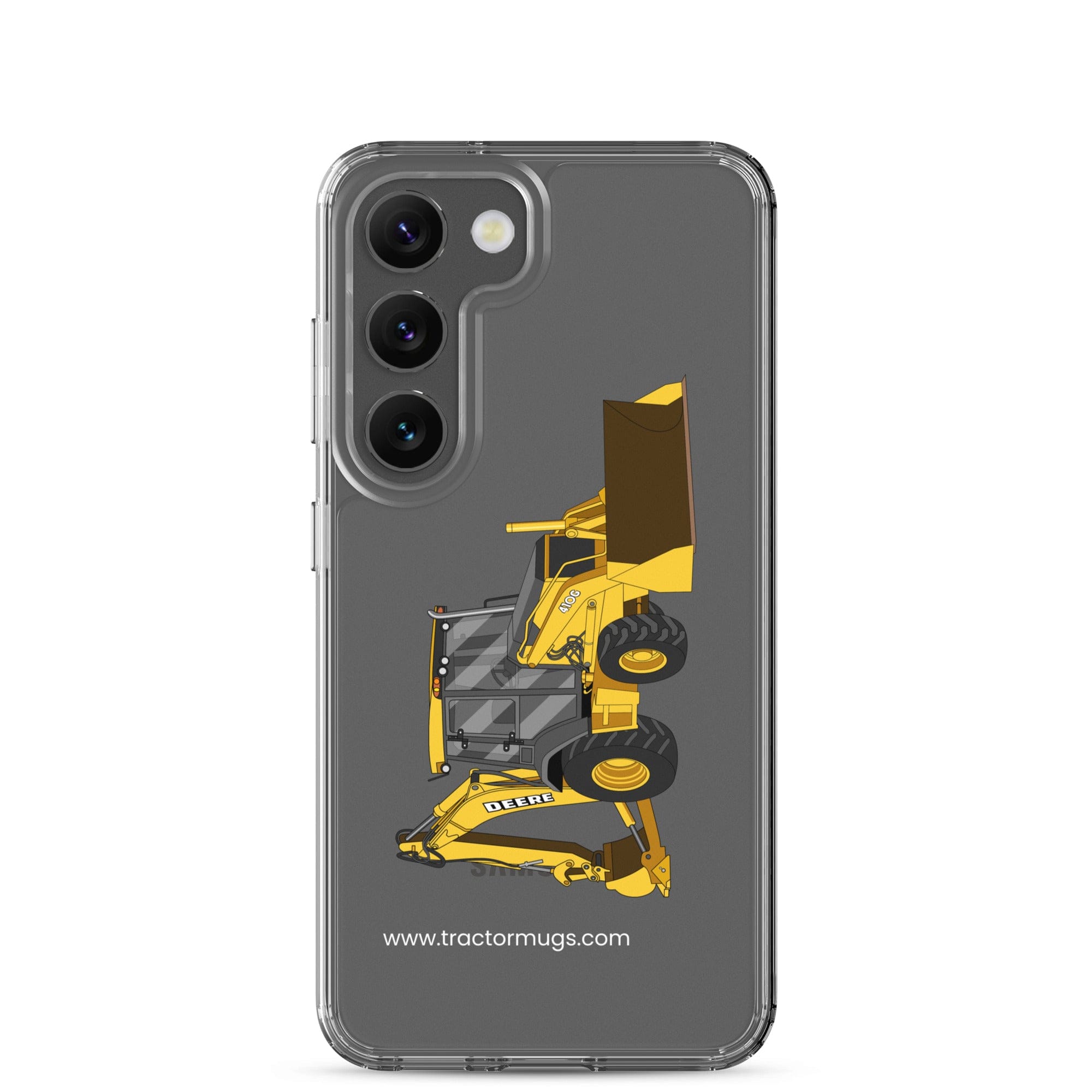 John Deere Clear Case for Samsung® Samsung Galaxy S23 John Deere 410G Backhoe | Clear Case for Samsung® Quality Farmers Merch
