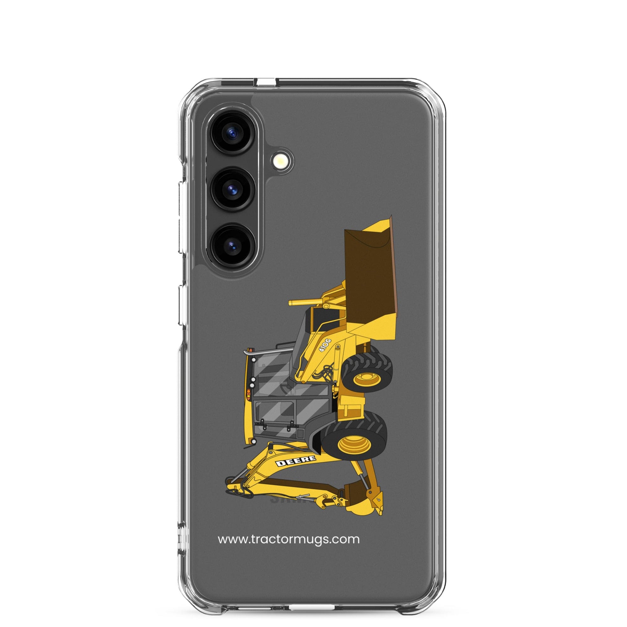 John Deere Clear Case for Samsung® Samsung Galaxy S24 John Deere 410G Backhoe | Clear Case for Samsung® Quality Farmers Merch