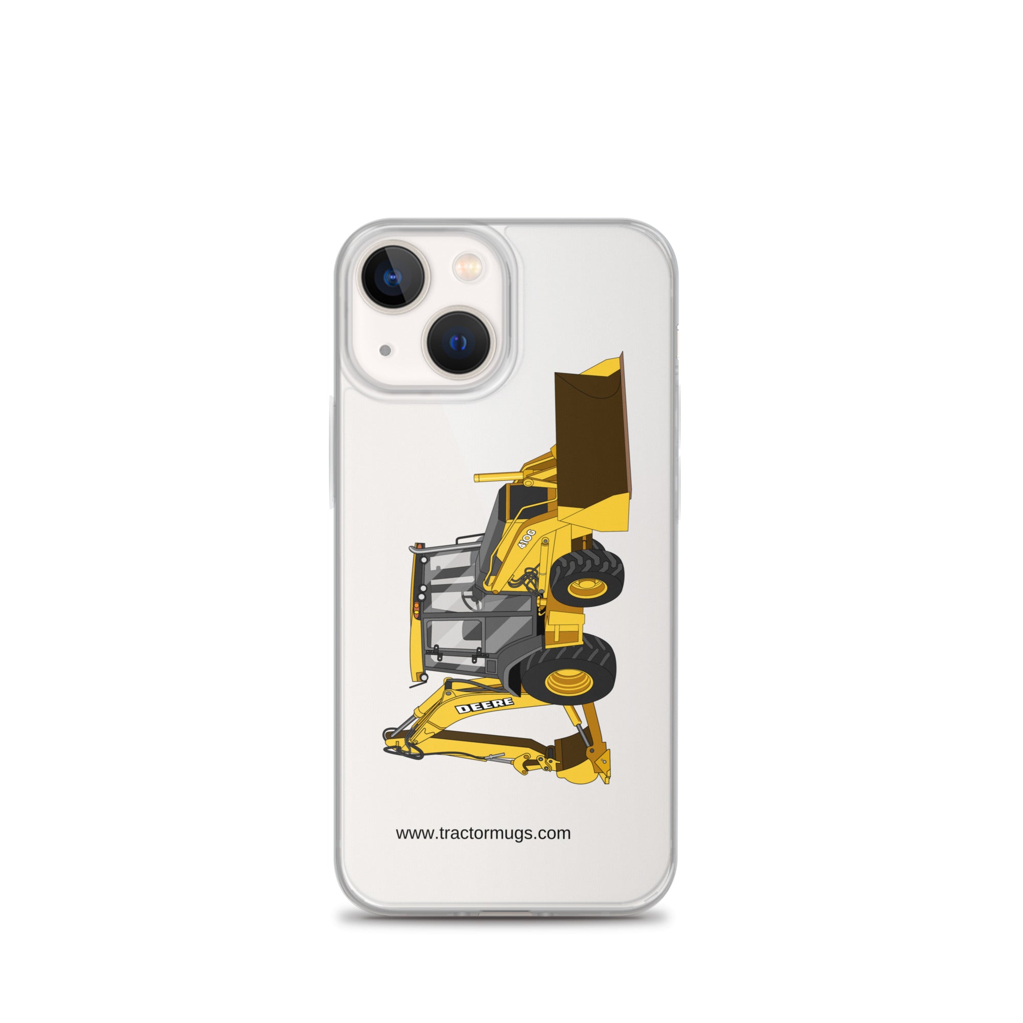 John Deere iPhone 13 mini John Deere 410G Backhoe | Clear Case for iPhone® Quality Farmers Merch
