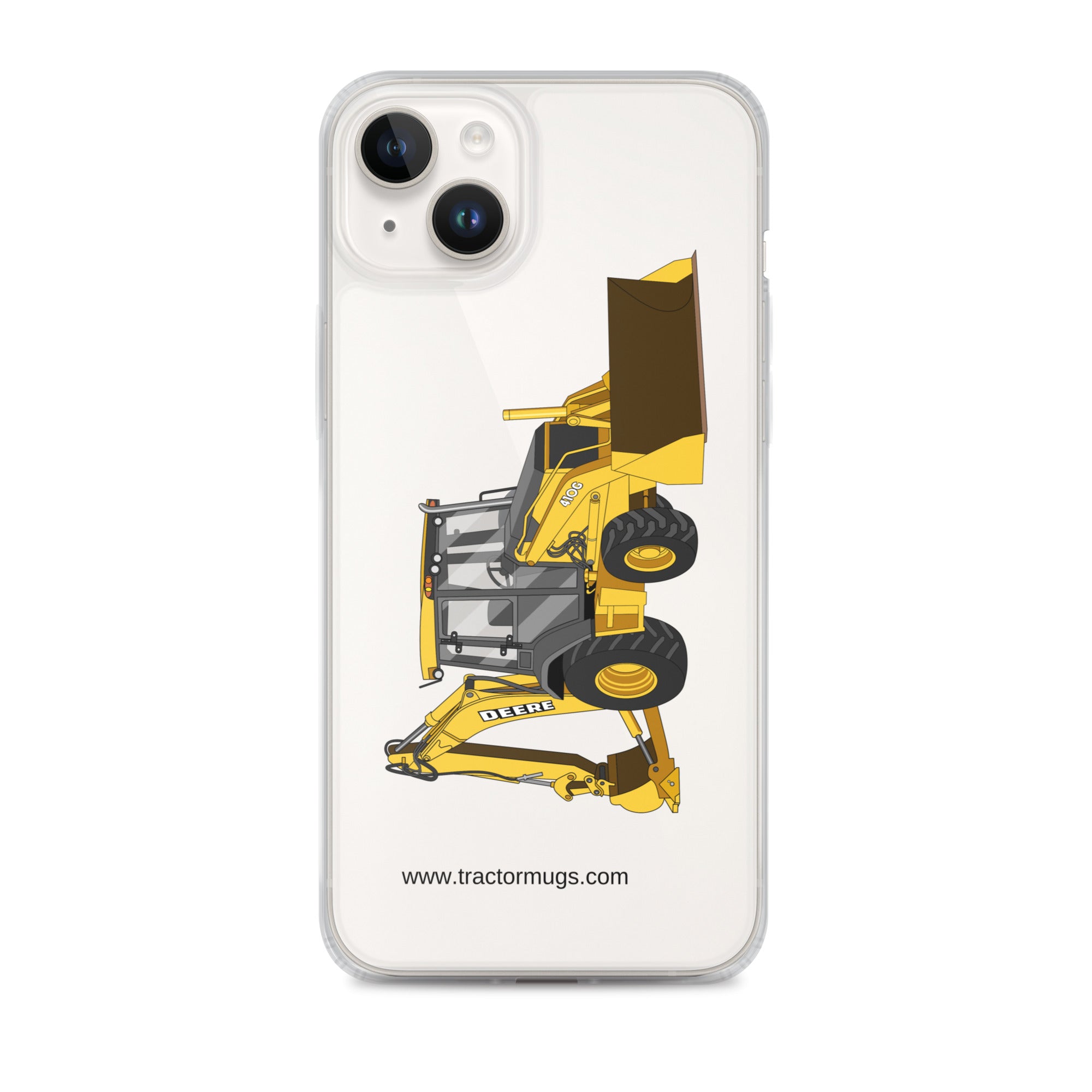 John Deere iPhone 14 Plus John Deere 410G Backhoe | Clear Case for iPhone® Quality Farmers Merch