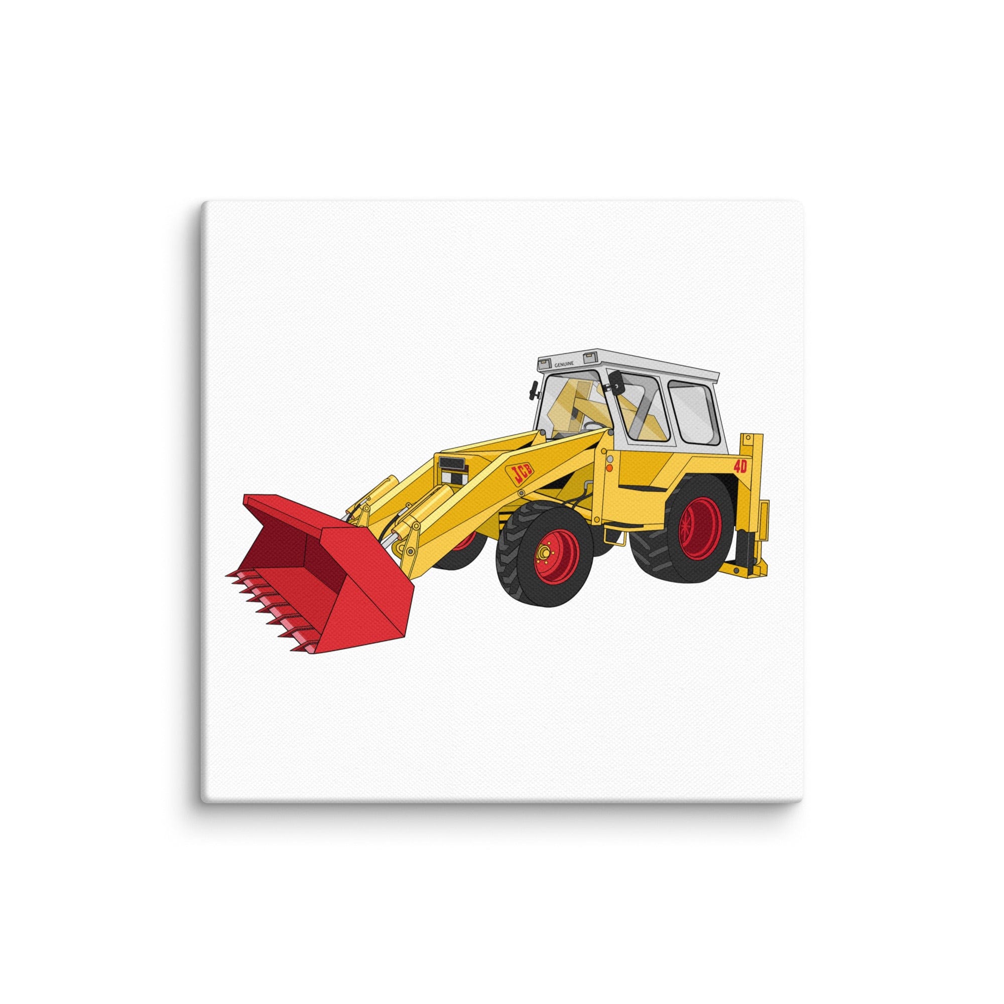 The Tractor Mugs Store 10″×10″ JCB 4D Backhoe | Canvas Quality Farmers Merch