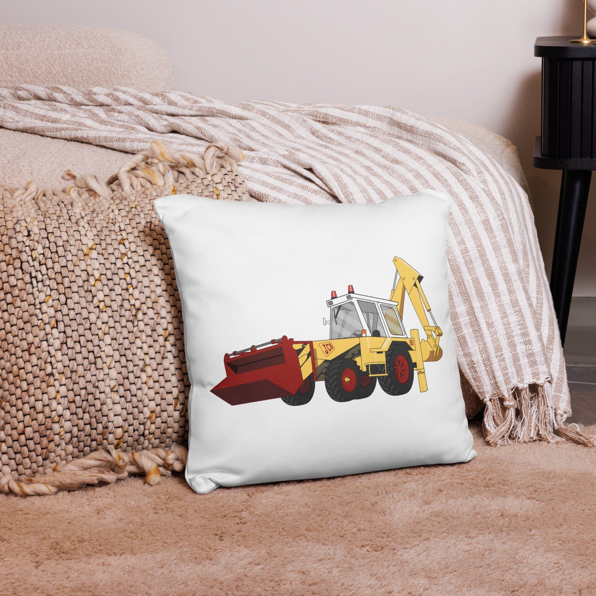 The Tractor Mugs Store 18″×18″ JCB 3D (1975) | Pillow Case Quality Farmers Merch