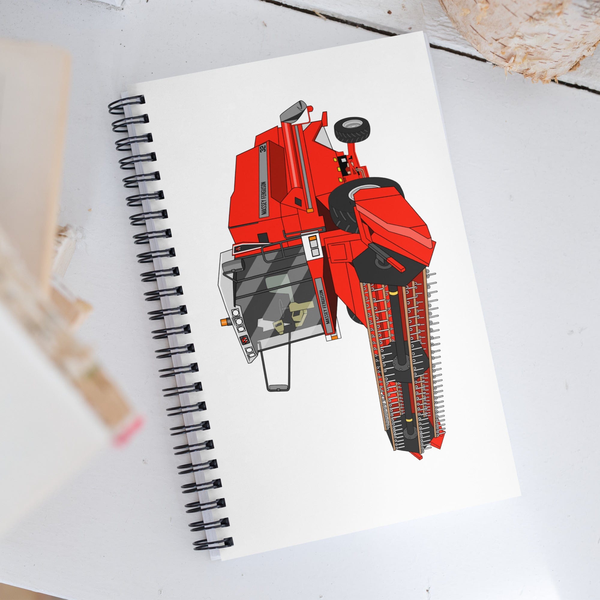 The Tractor Mugs Store 1994 Massey Ferguson 32 Combine Harvester | Spiral notebook Quality Farmers Merch