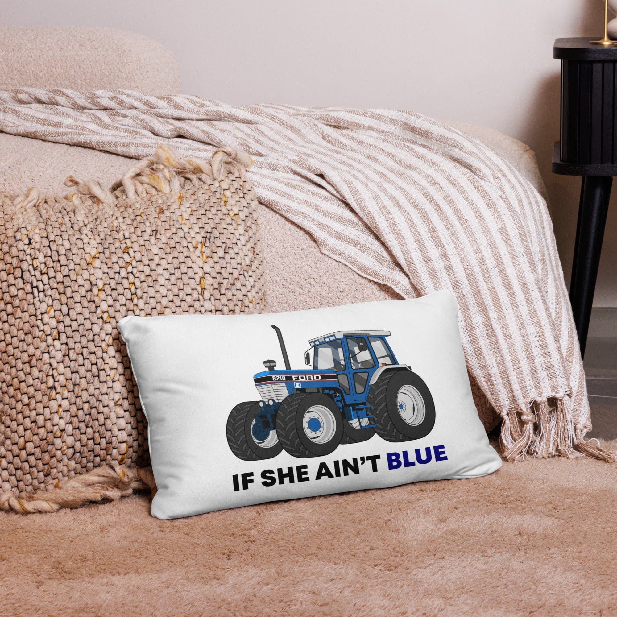 The Tractor Mugs Store 20″×12″ If She Ain't Blue | Pillow Case Quality Farmers Merch