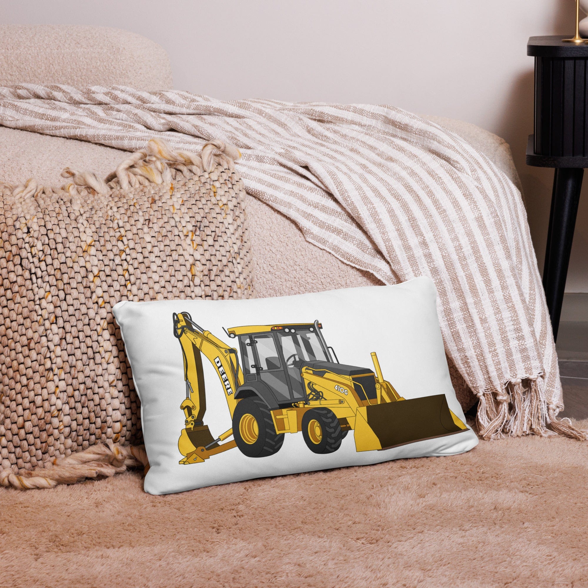 The Tractor Mugs Store 20″×12″ John Deere 410G Backhoe | Pillow Case Quality Farmers Merch