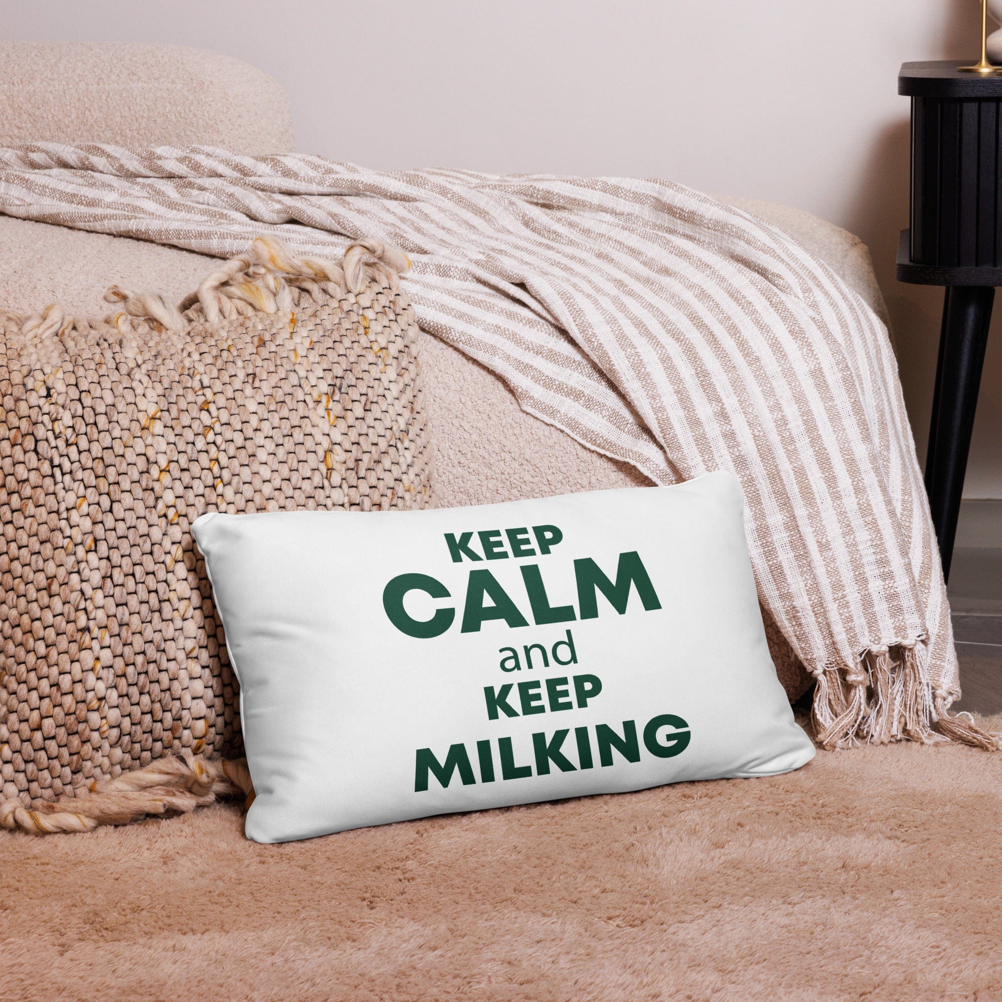 The Tractor Mugs Store 20″×12″ KEEP CALM and KEEP MILKING | Pillow Case Quality Farmers Merch
