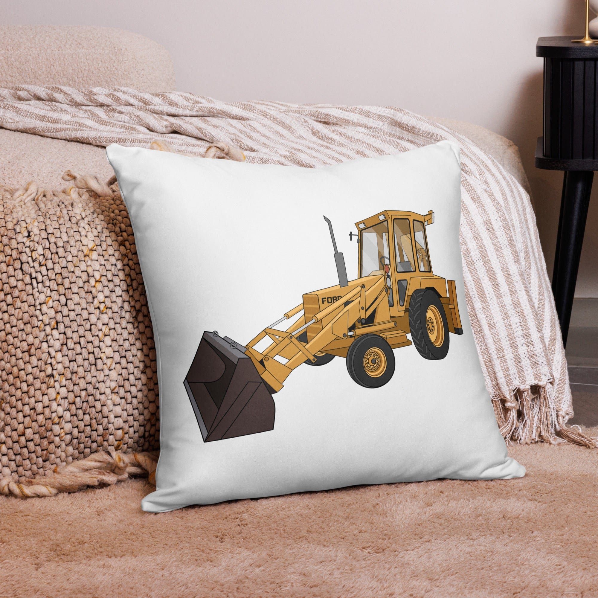 The Tractor Mugs Store 22″×22″ Ford 550 Backhoe | Pillow Case Quality Farmers Merch