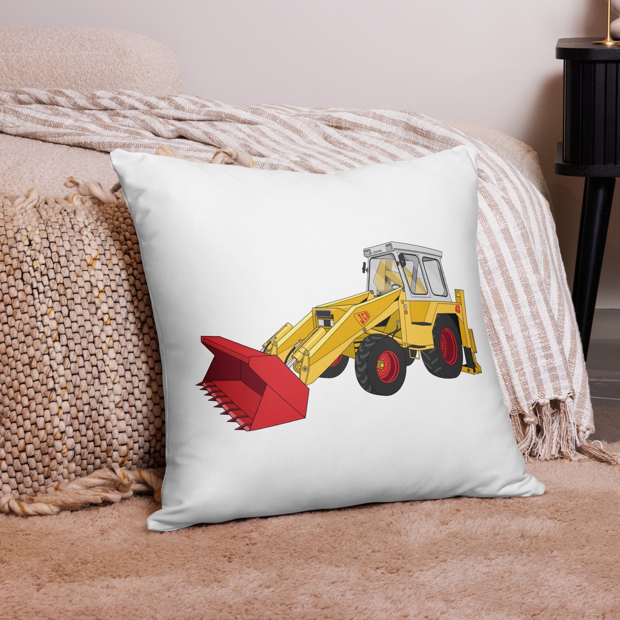 The Tractor Mugs Store 22″×22″ JCB 4D Backhoe | Pillow Case Quality Farmers Merch