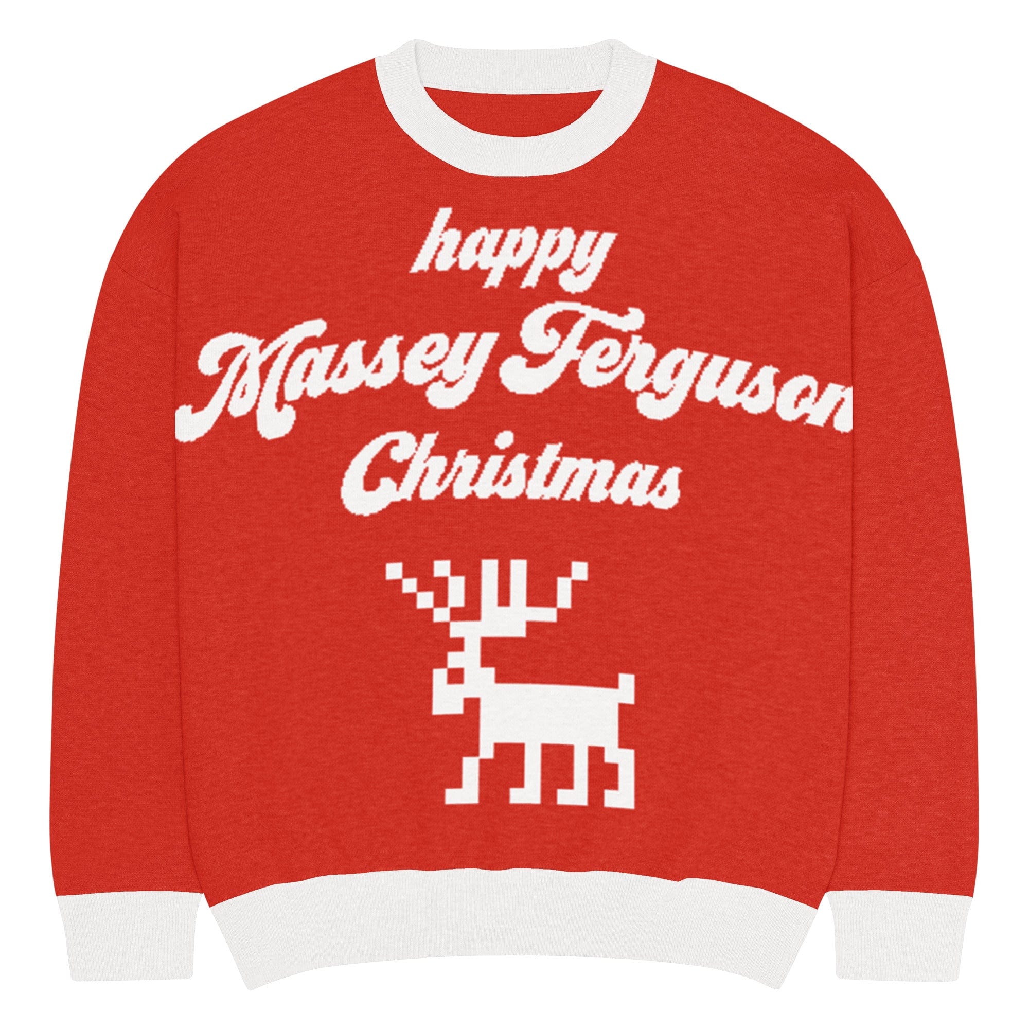 The Tractor Mugs Store 2XS Happy Massey Christmas Jumper | Relaxed fit knitted crew neck sweater Quality Farmers Merch
