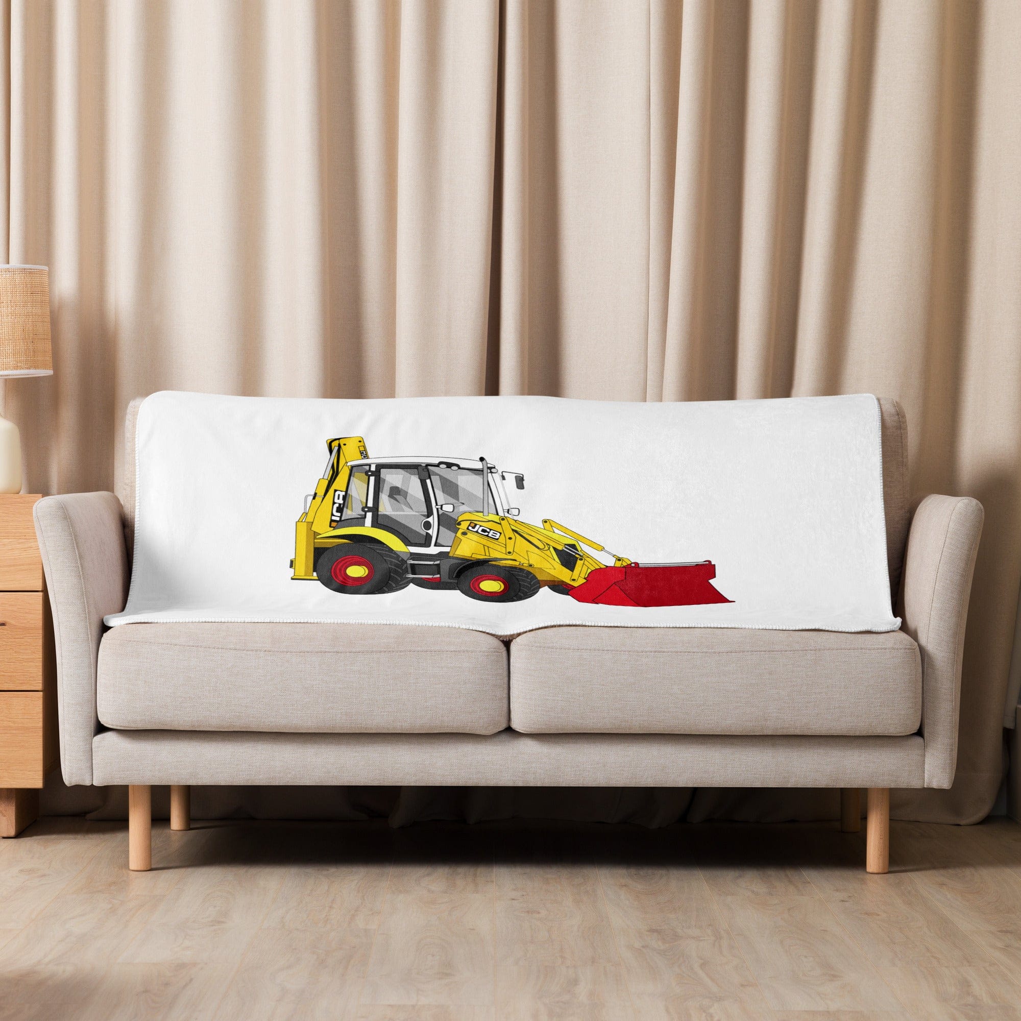 The Tractor Mugs Store 37″×57″ JCB 3CX 70th Anniversary Edition | Sherpa blanket Quality Farmers Merch