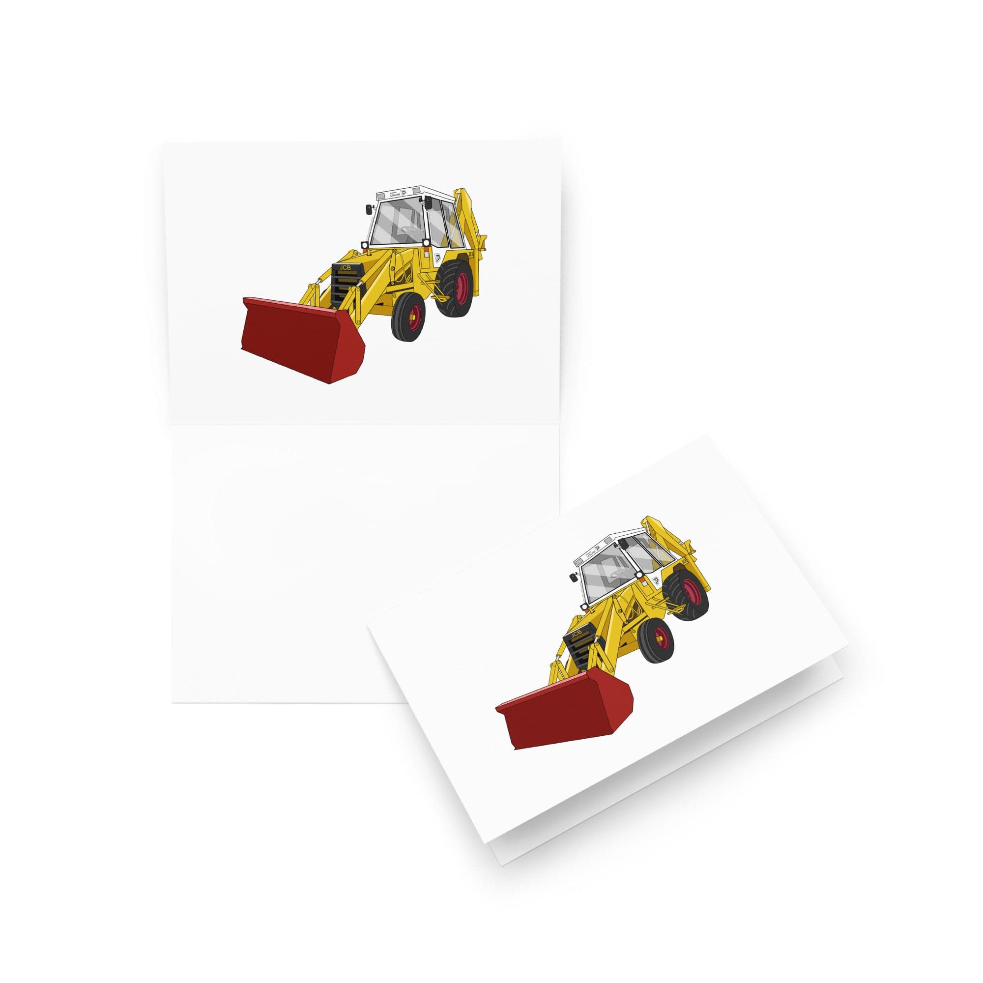 The Tractor Mugs Store 5″×7″ JCB 3CX White Cabin 2WD | Greeting card Quality Farmers Merch