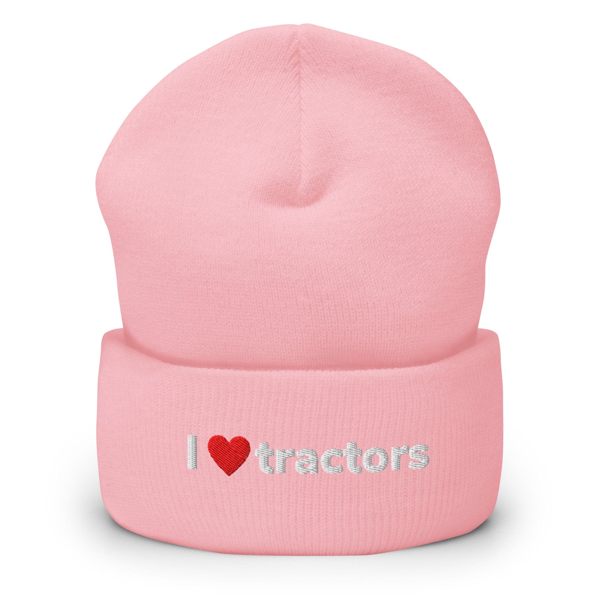 The Tractor Mugs Store Baby Pink I Love Tractors | Cuffed Beanie Quality Farmers Merch