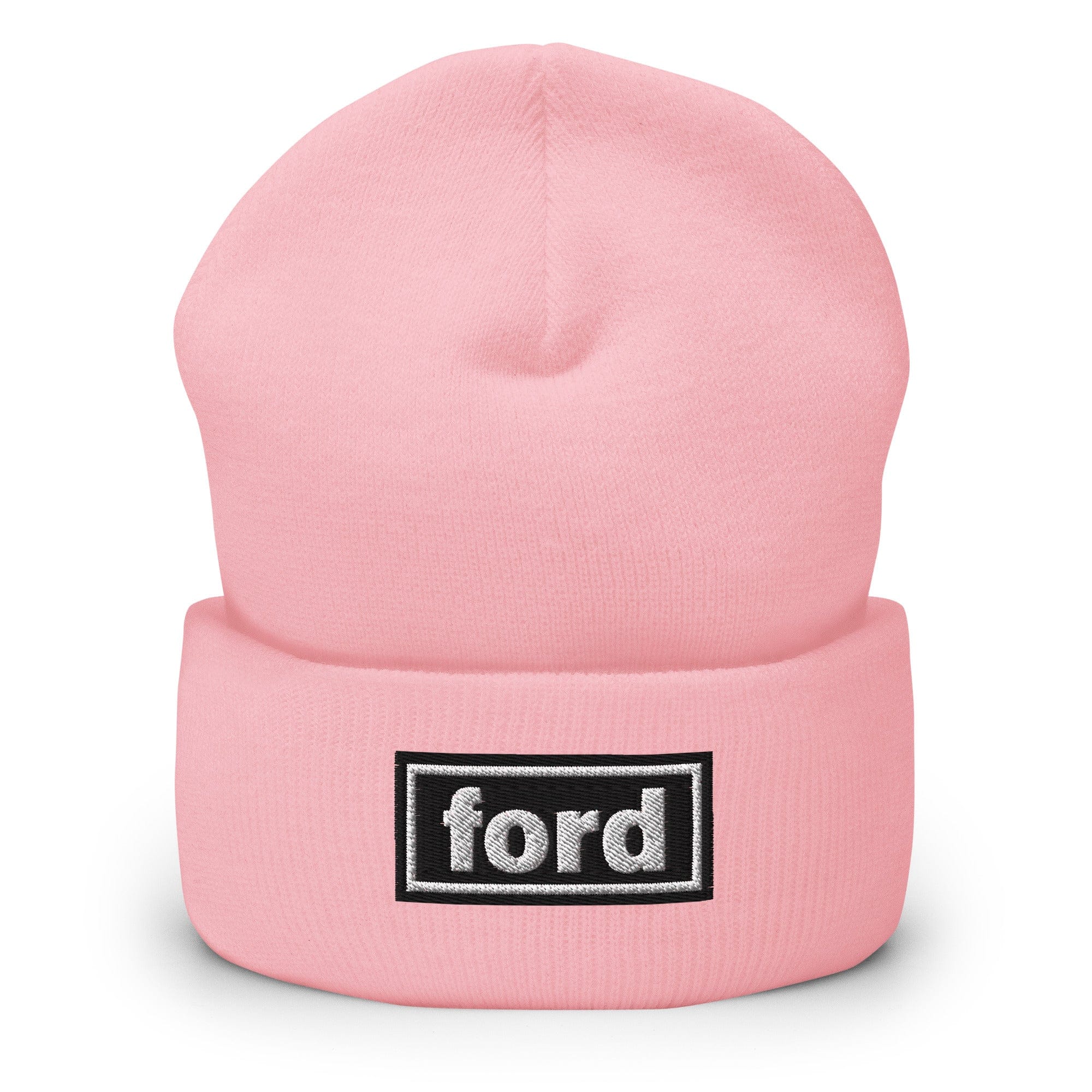 The Tractor Mugs Store Baby Pink OASIS Style 'Ford' Cuffed Beanie Quality Farmers Merch
