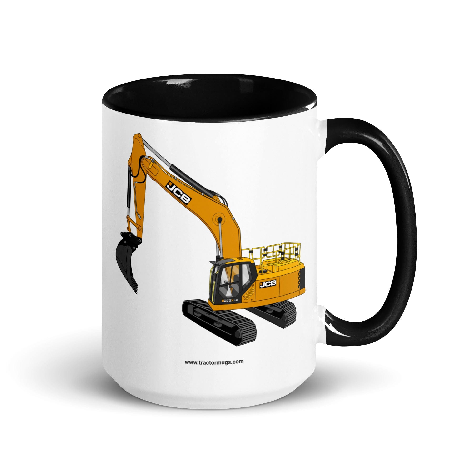 The Tractor Mugs Store Black / 15 oz JCB 370 LC | Mug with Color Inside Quality Farmers Merch