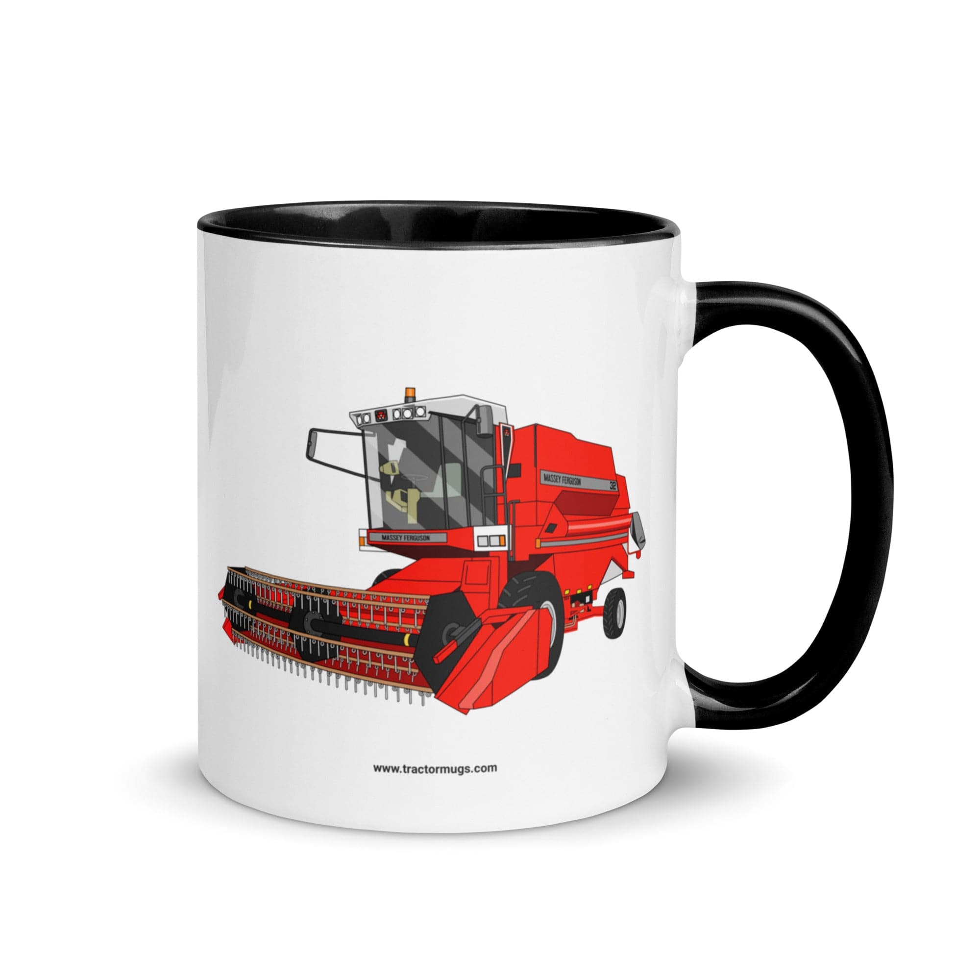 The Tractor Mugs Store Black 1994 Massey Ferguson 32 Combine Harvester | Mug with Color Inside Quality Farmers Merch