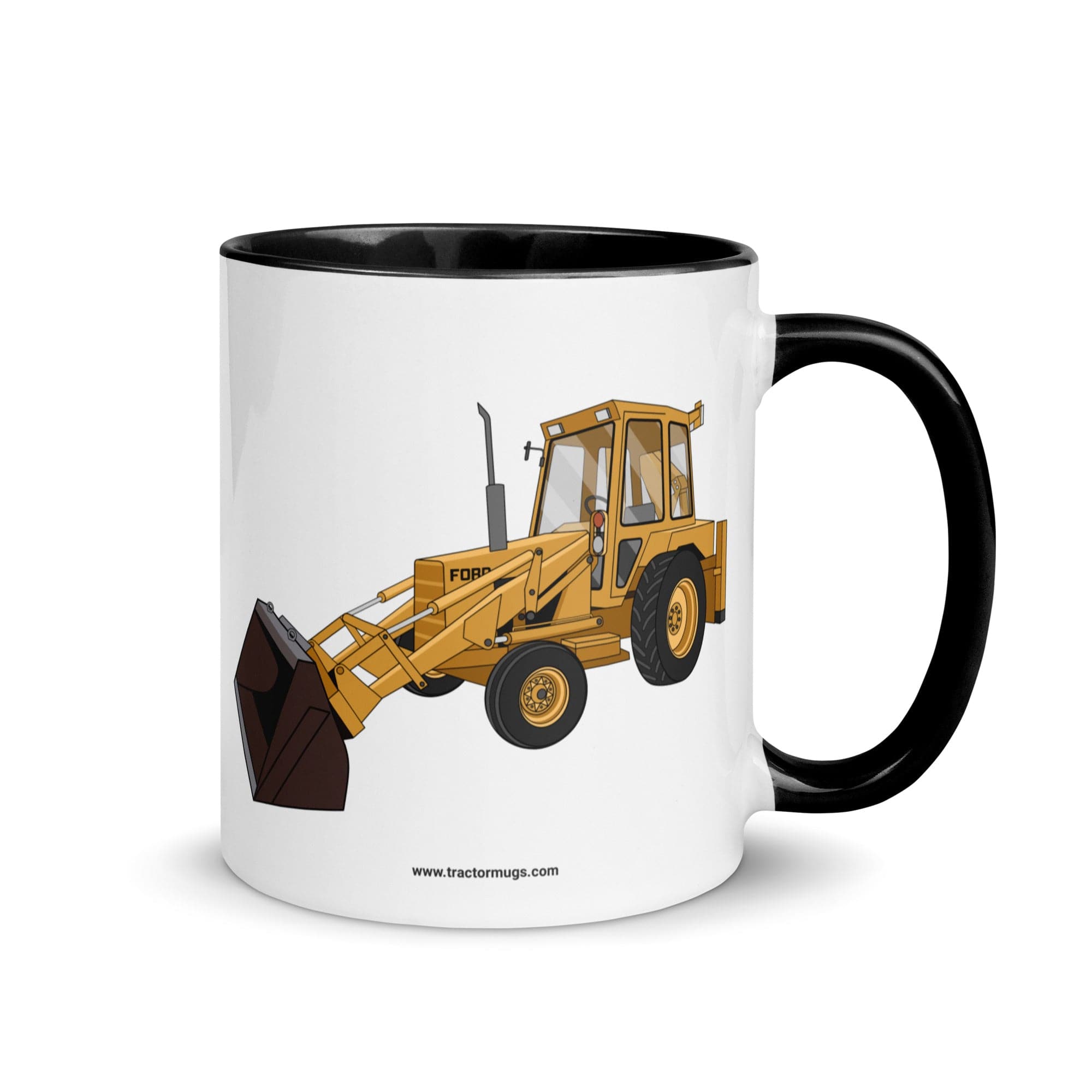 The Tractor Mugs Store Black Ford 550 Backhoe | Mug with Color Inside Quality Farmers Merch