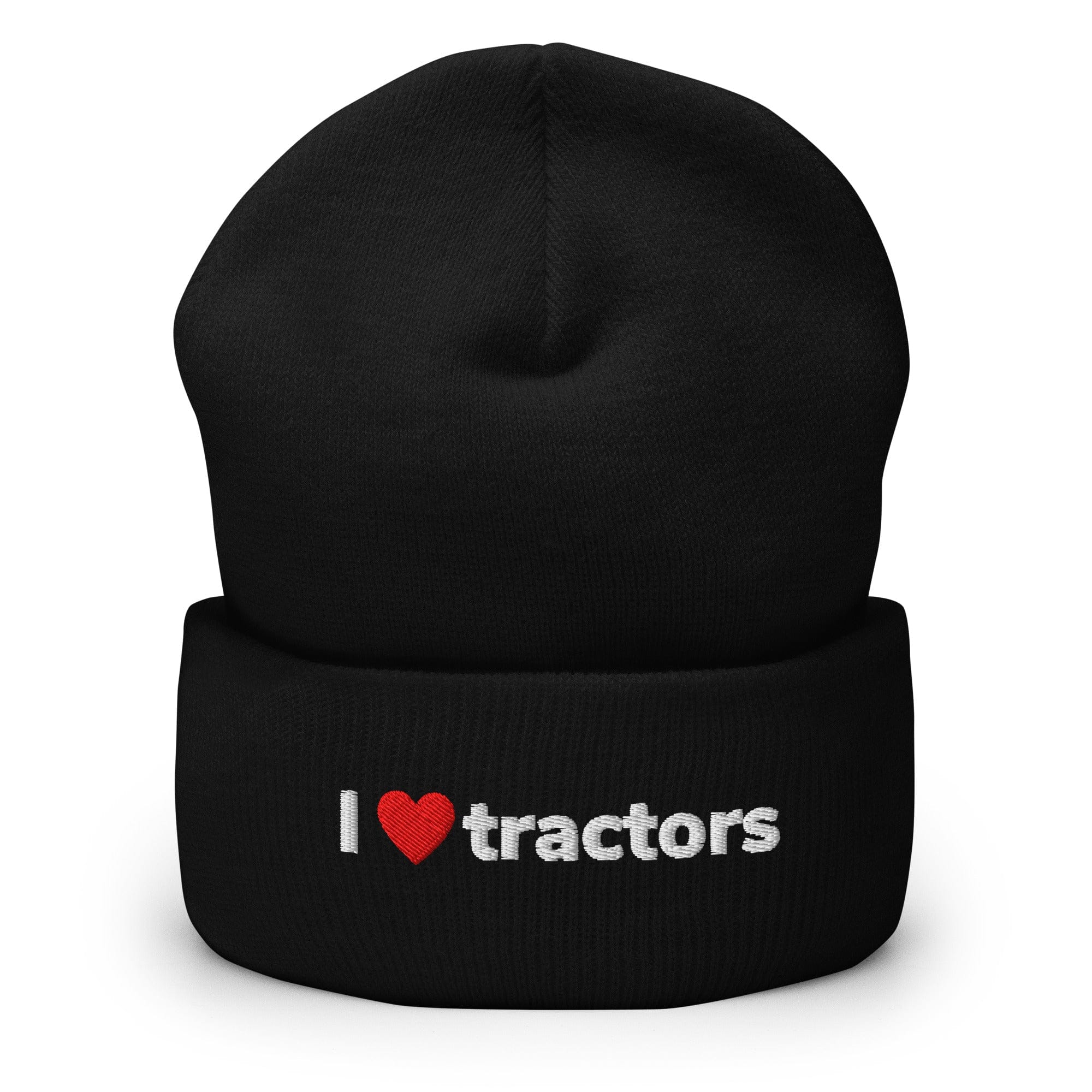 The Tractor Mugs Store Black I Love Tractors | Cuffed Beanie Quality Farmers Merch