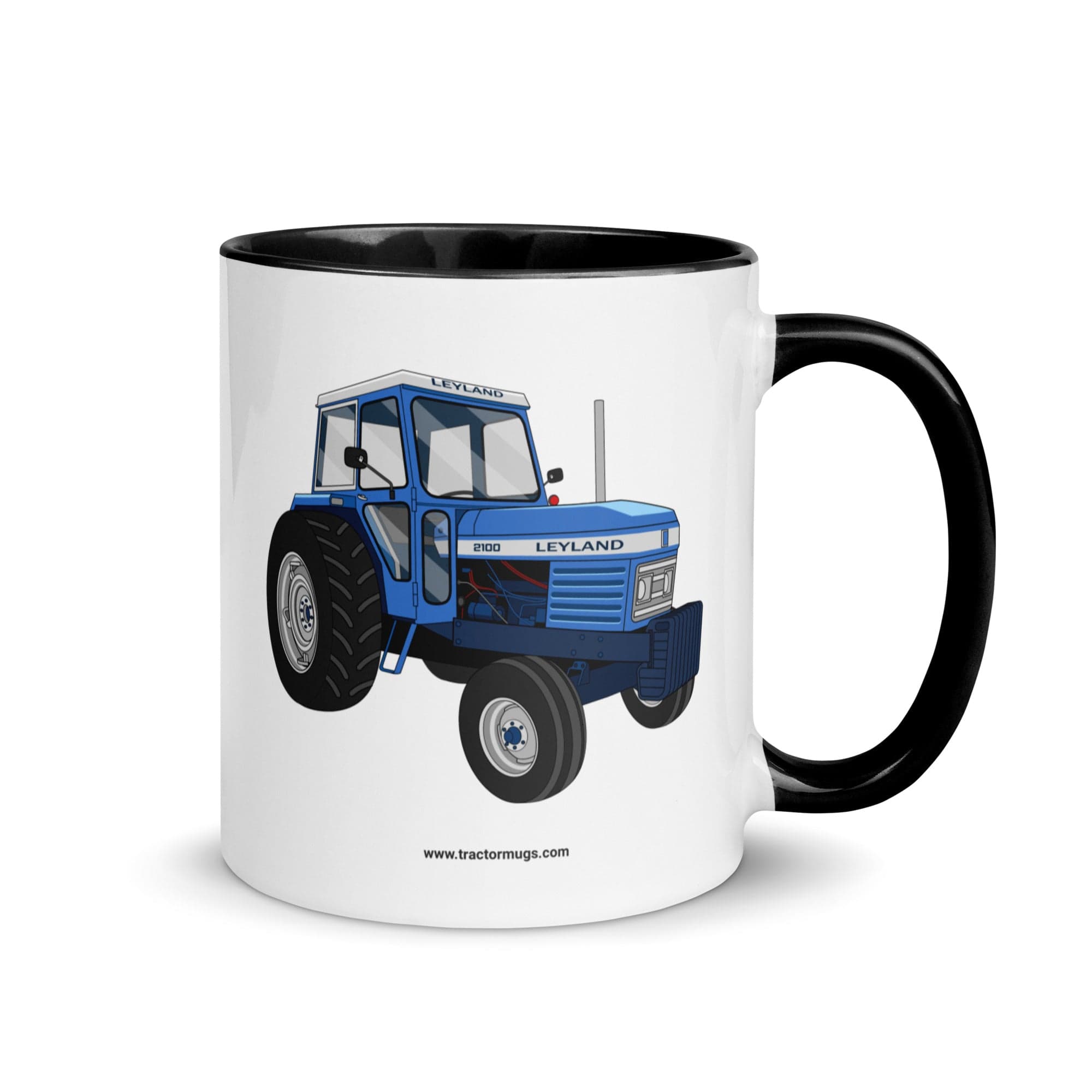 The Tractor Mugs Store Black Leyland 2100 | Mug with Color Inside Quality Farmers Merch