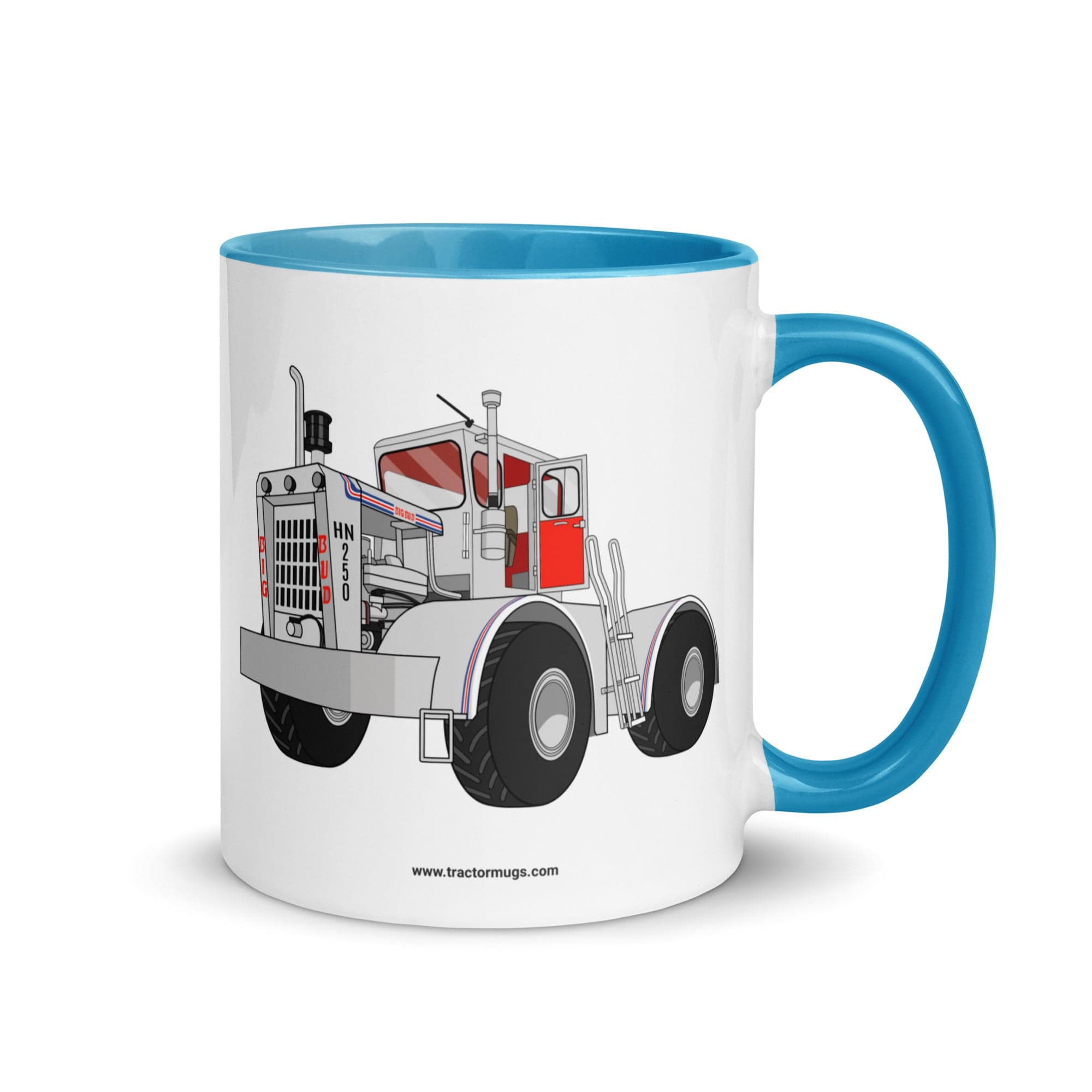 The Tractor Mugs Store Blue Big Bud Tractor | Mug with Color Inside Quality Farmers Merch