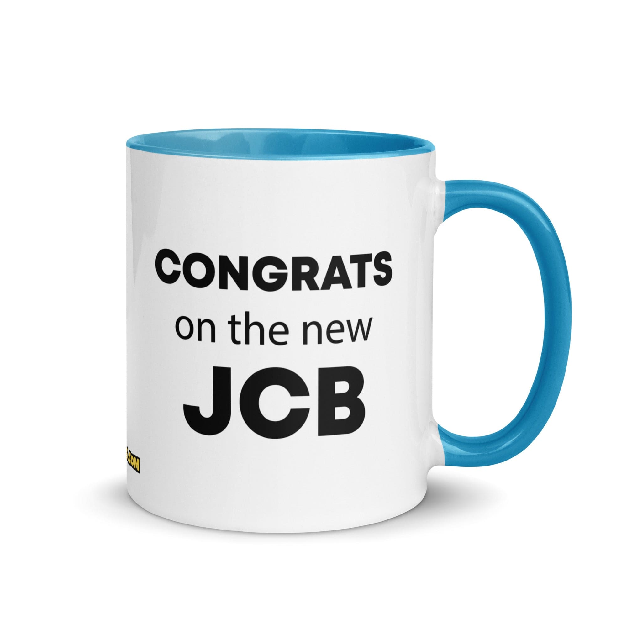 The Tractor Mugs Store Blue Congrats On The New JCB Mug with Color Inside Quality Farmers Merch