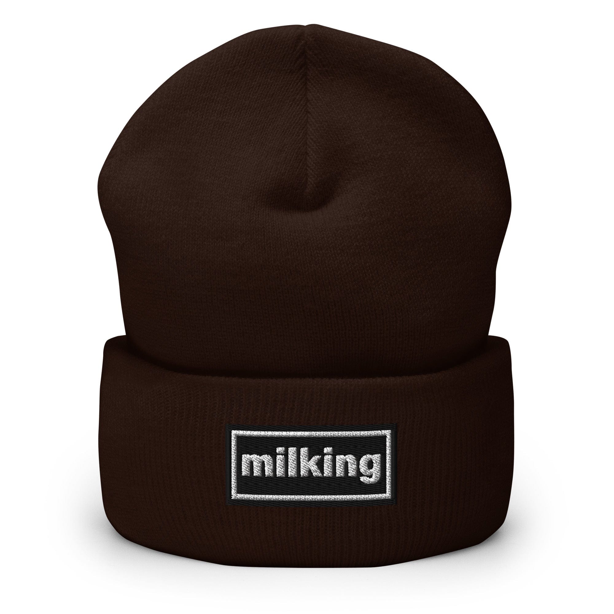 The Tractor Mugs Store Brown OASIS Style 'Milking' | Cuffed Beanie Quality Farmers Merch