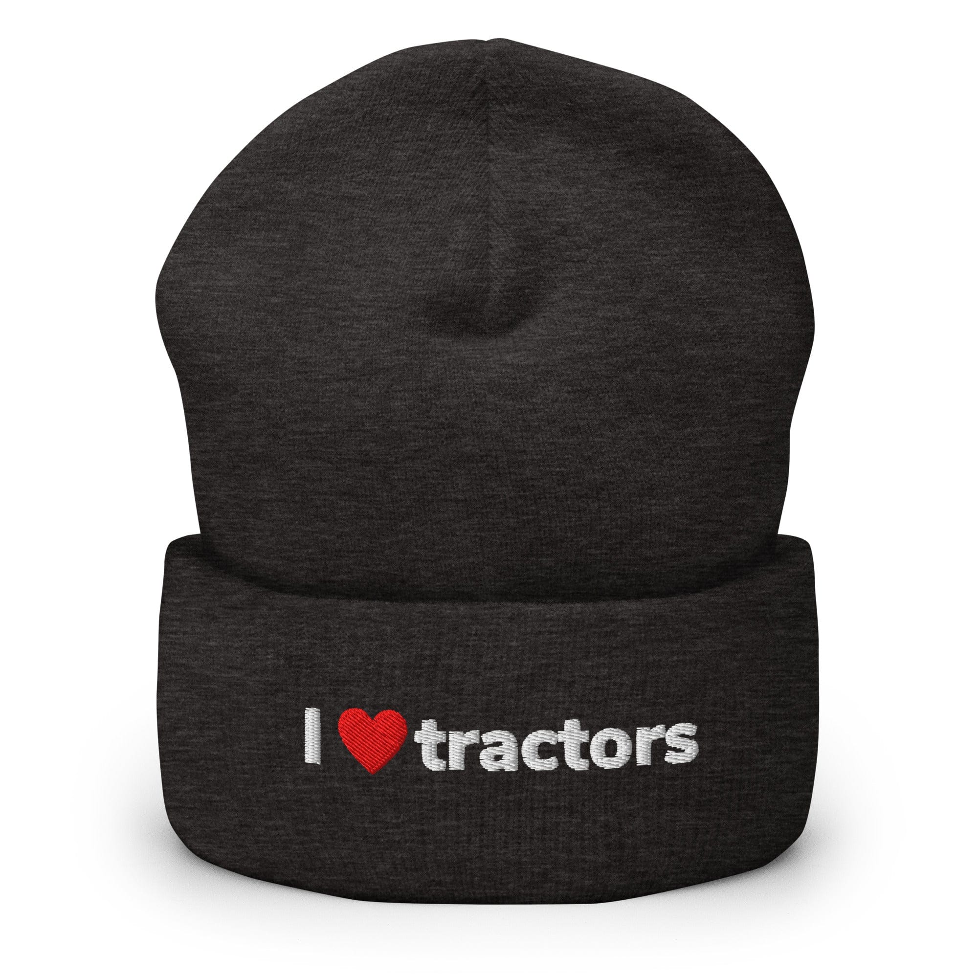 The Tractor Mugs Store Dark Grey I Love Tractors | Cuffed Beanie Quality Farmers Merch
