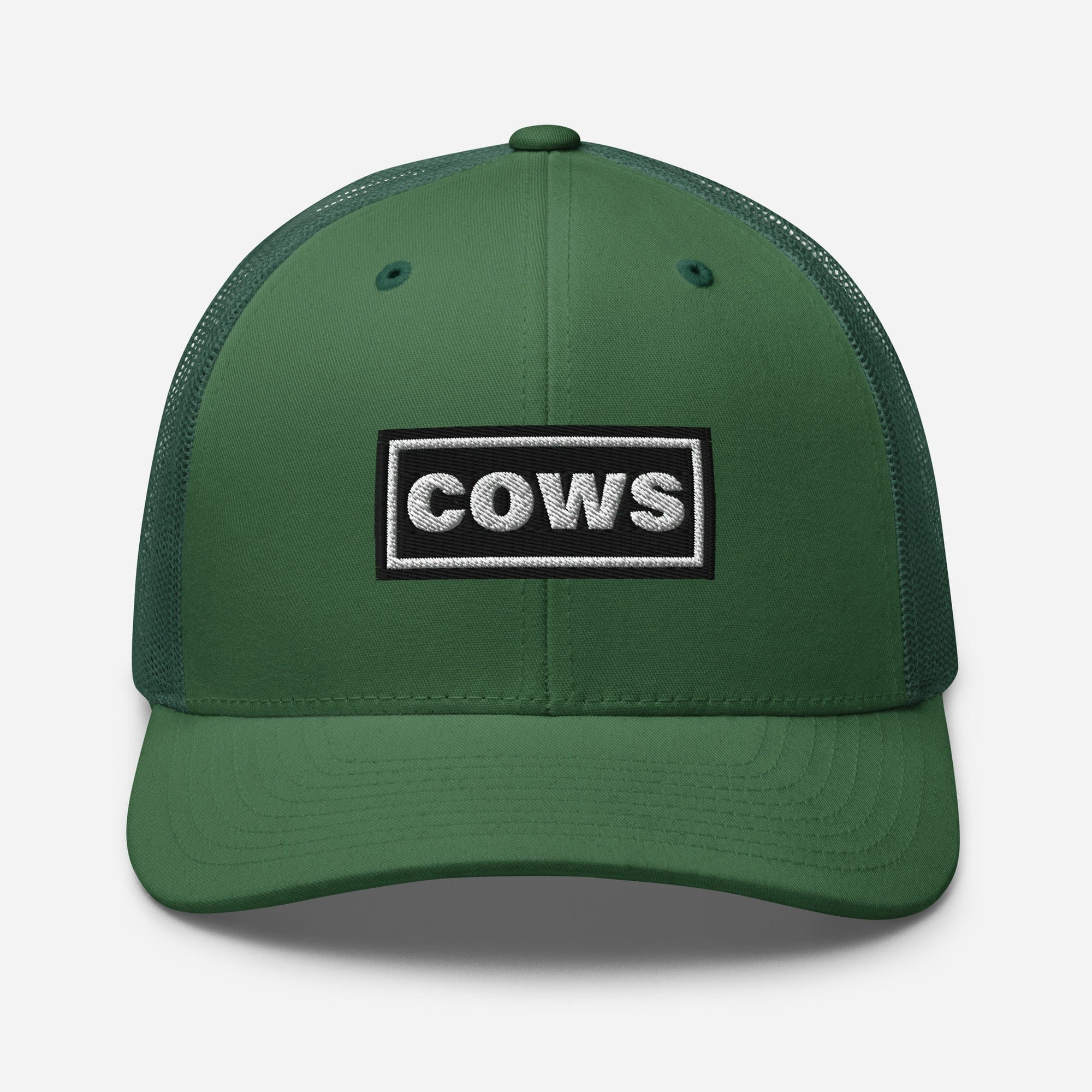 The Tractor Mugs Store Evergreen Oasis Style Retro Cows | Trucker Cap Quality Farmers Merch