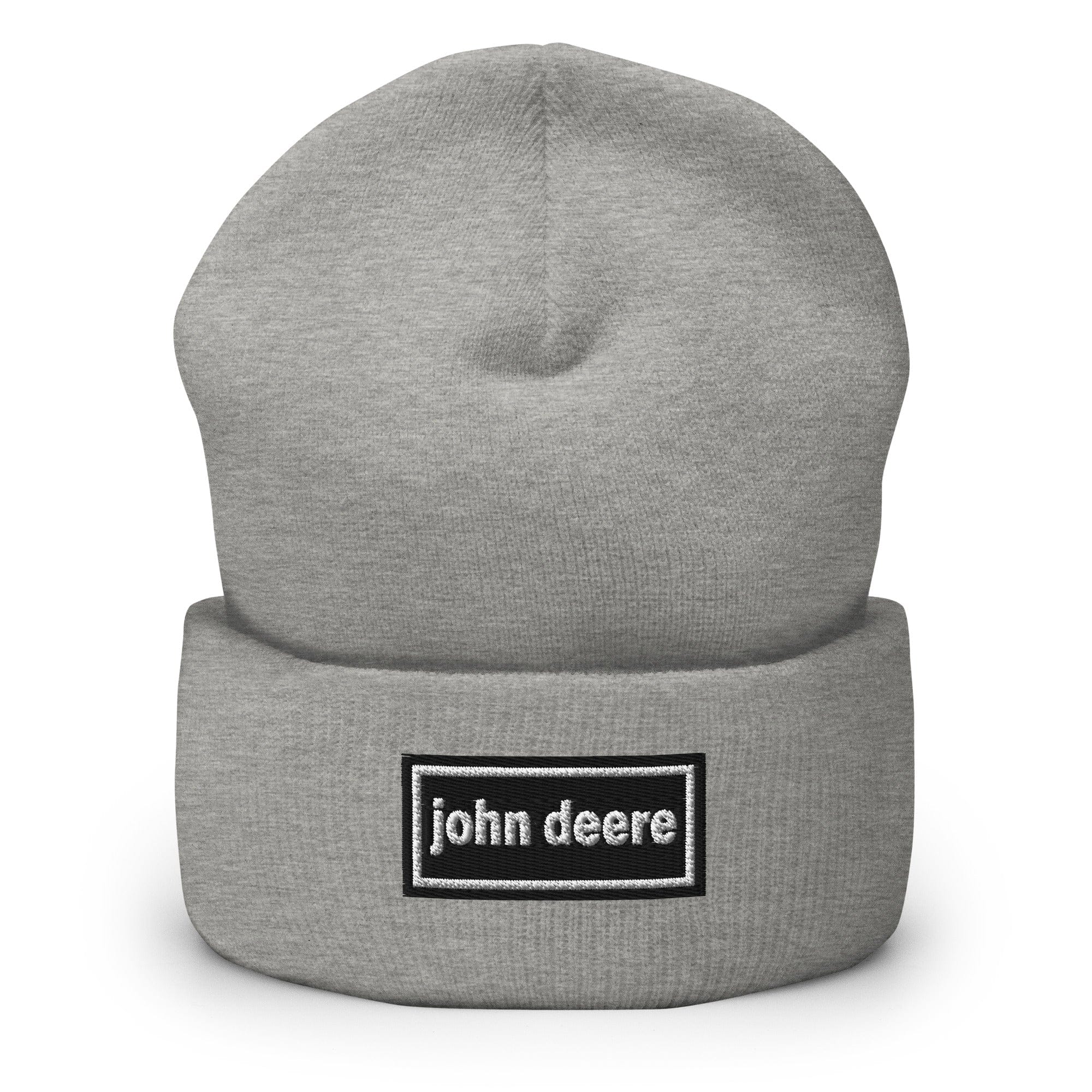 The Tractor Mugs Store Heather Grey OASIS Style 'John Deere' | Cuffed Beanie Quality Farmers Merch