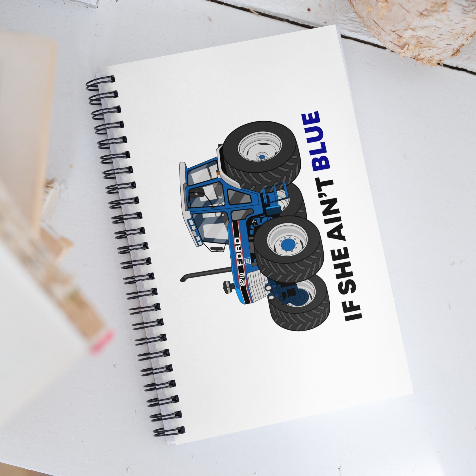 The Tractor Mugs Store If She Ain't Blue | Spiral notebook Quality Farmers Merch