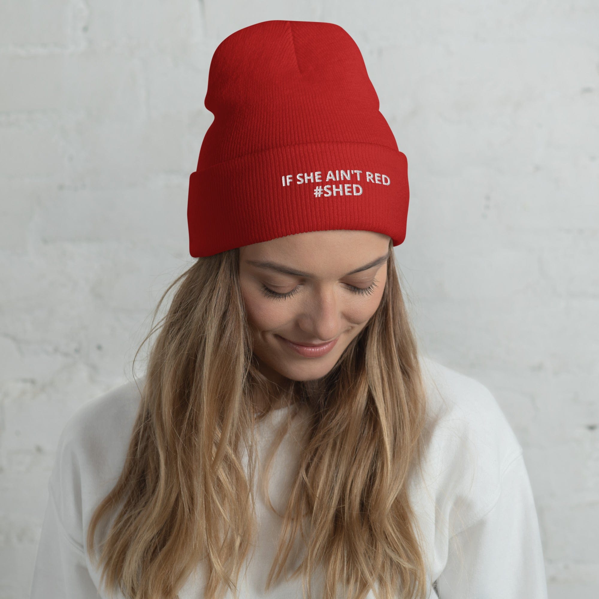 The Tractor Mugs Store IF SHE AINLT RED | Cuffed Beanie Quality Farmers Merch