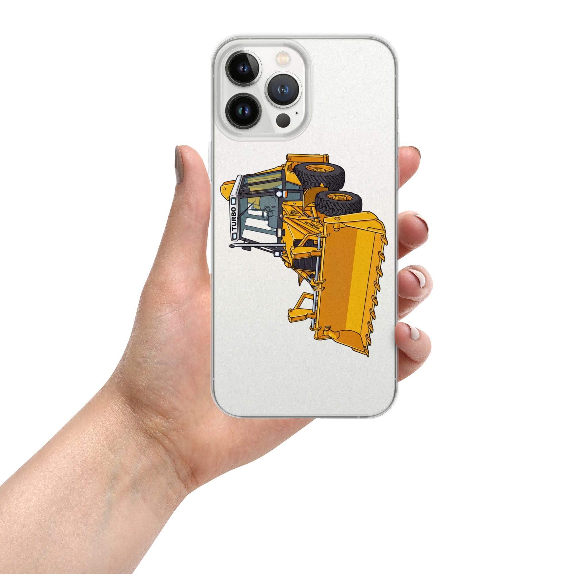The Tractor Mugs Store iPhone 13 Pro Max JCB Grey Cab TURBO | Clear Case for iPhone® Quality Farmers Merch