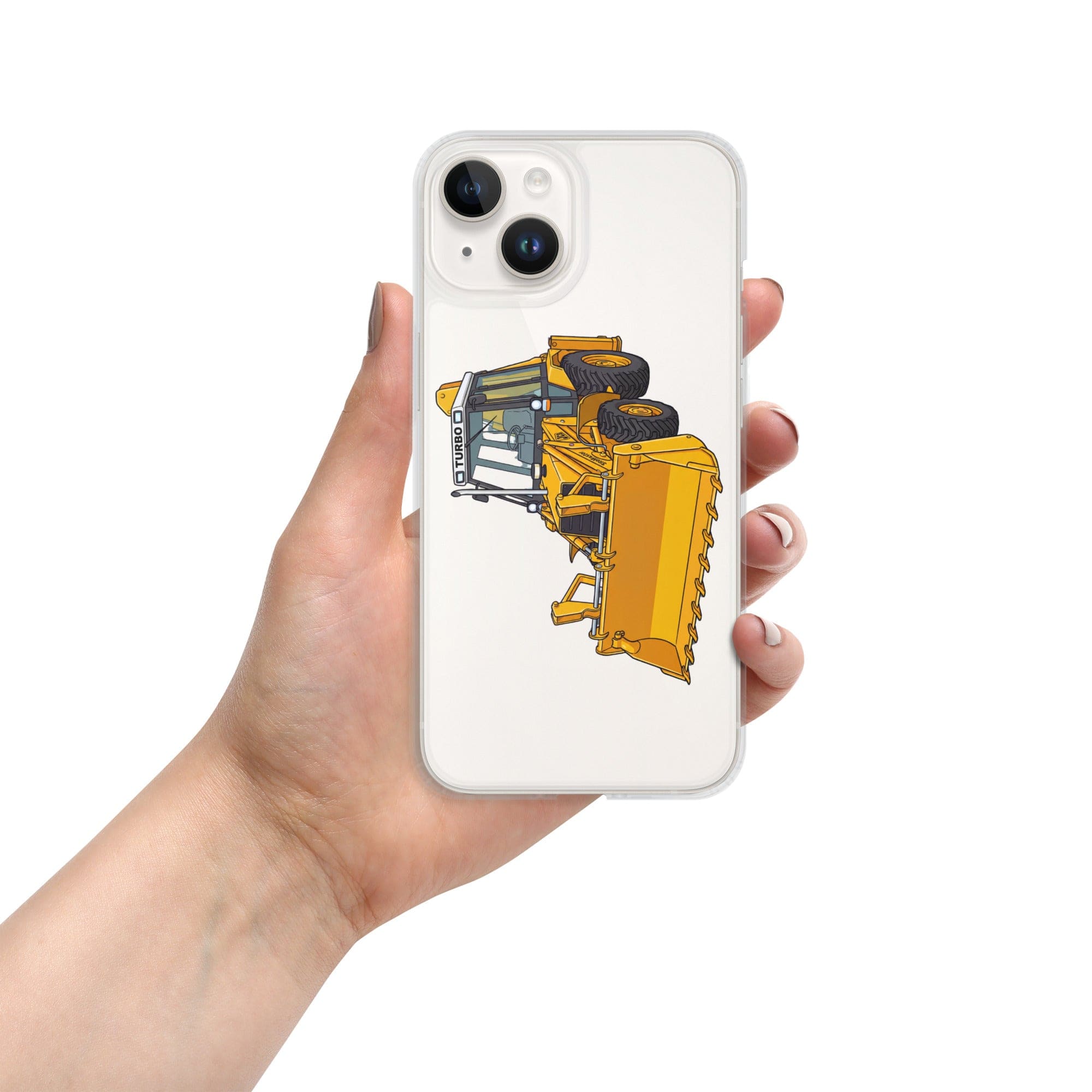 The Tractor Mugs Store iPhone 14 JCB Grey Cab TURBO | Clear Case for iPhone® Quality Farmers Merch