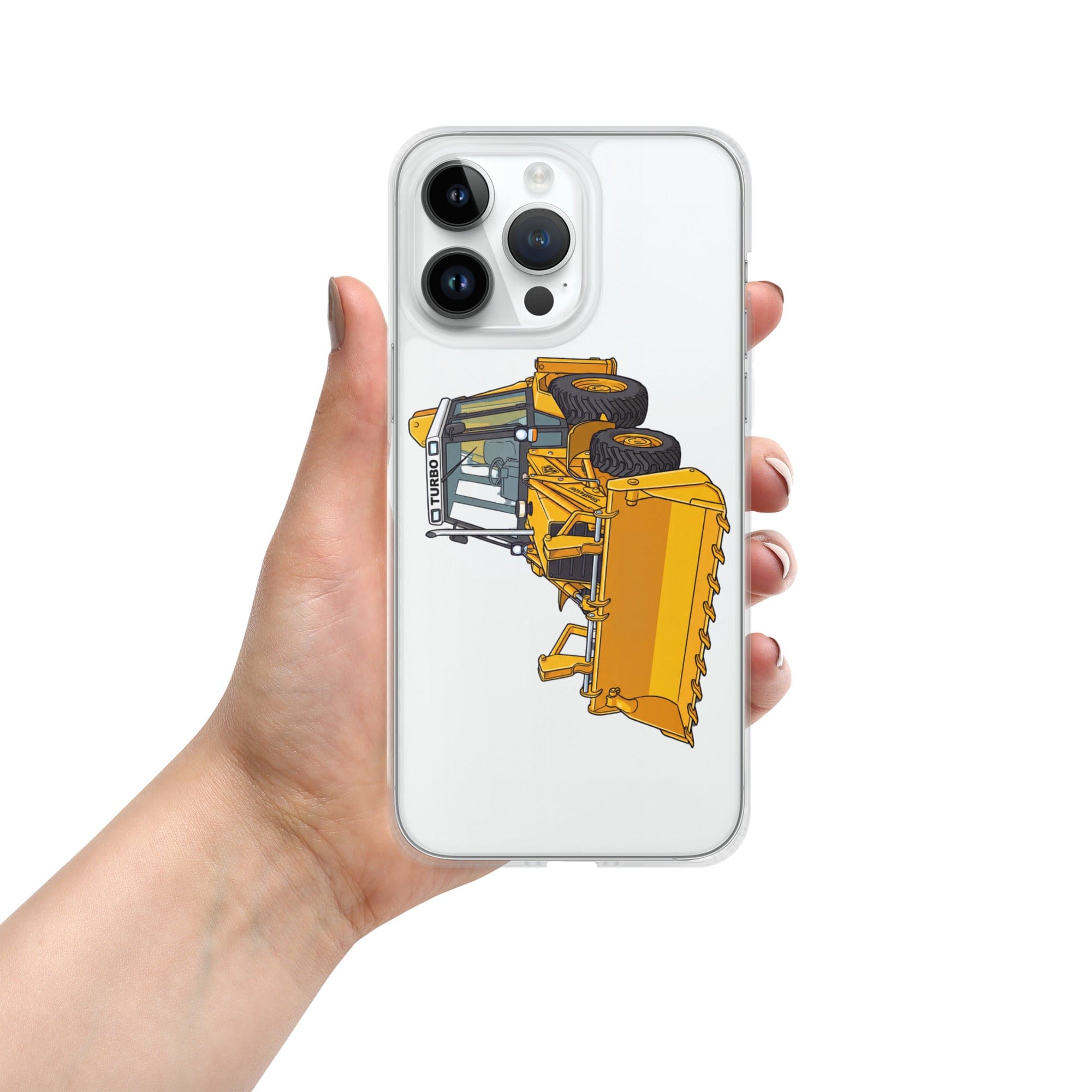 The Tractor Mugs Store iPhone 14 Pro Max JCB Grey Cab TURBO | Clear Case for iPhone® Quality Farmers Merch