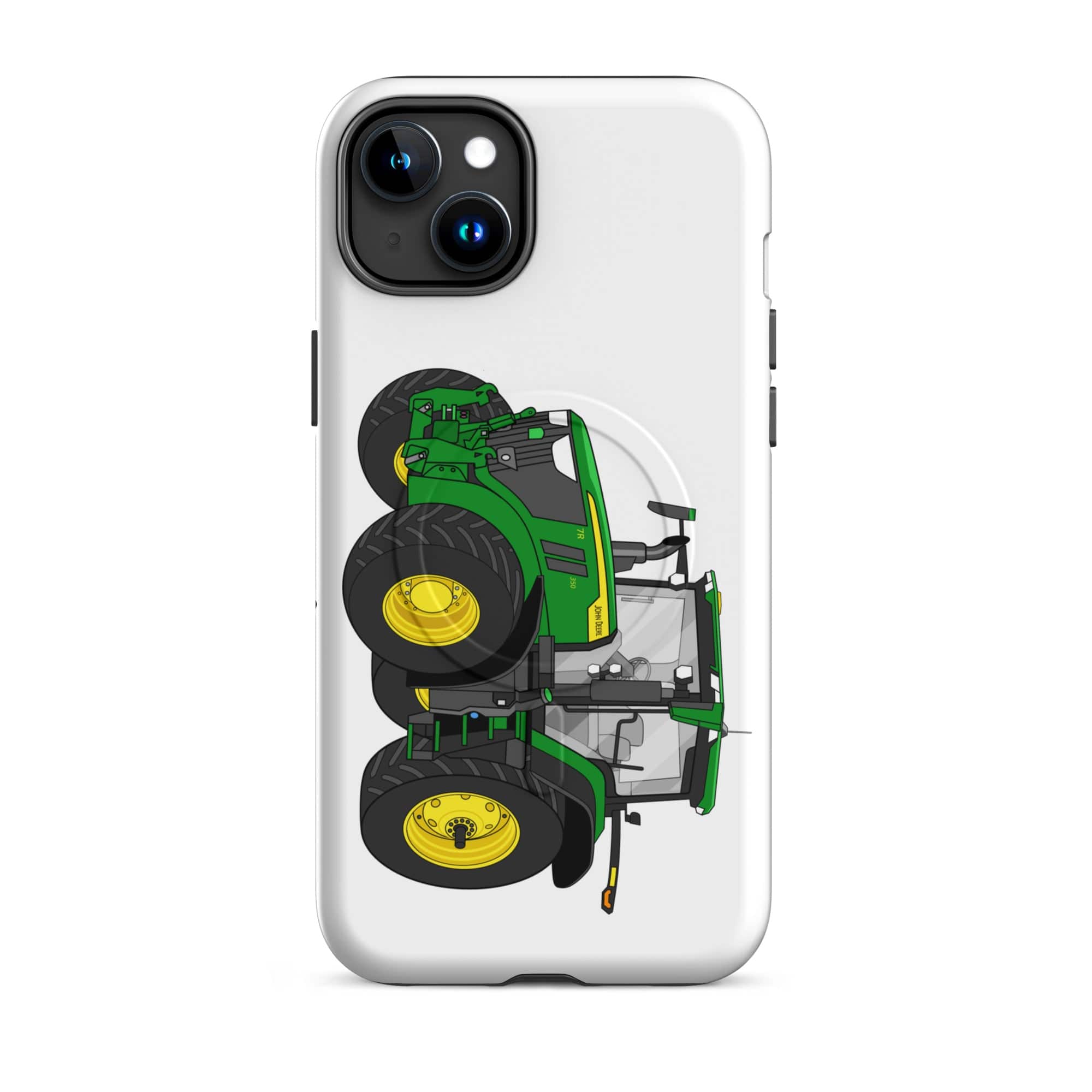 The Tractor Mugs Store iPhone 15 Plus John Deere 7R 350 Auto Power | MagSafe® tough case for iPhone® Quality Farmers Merch