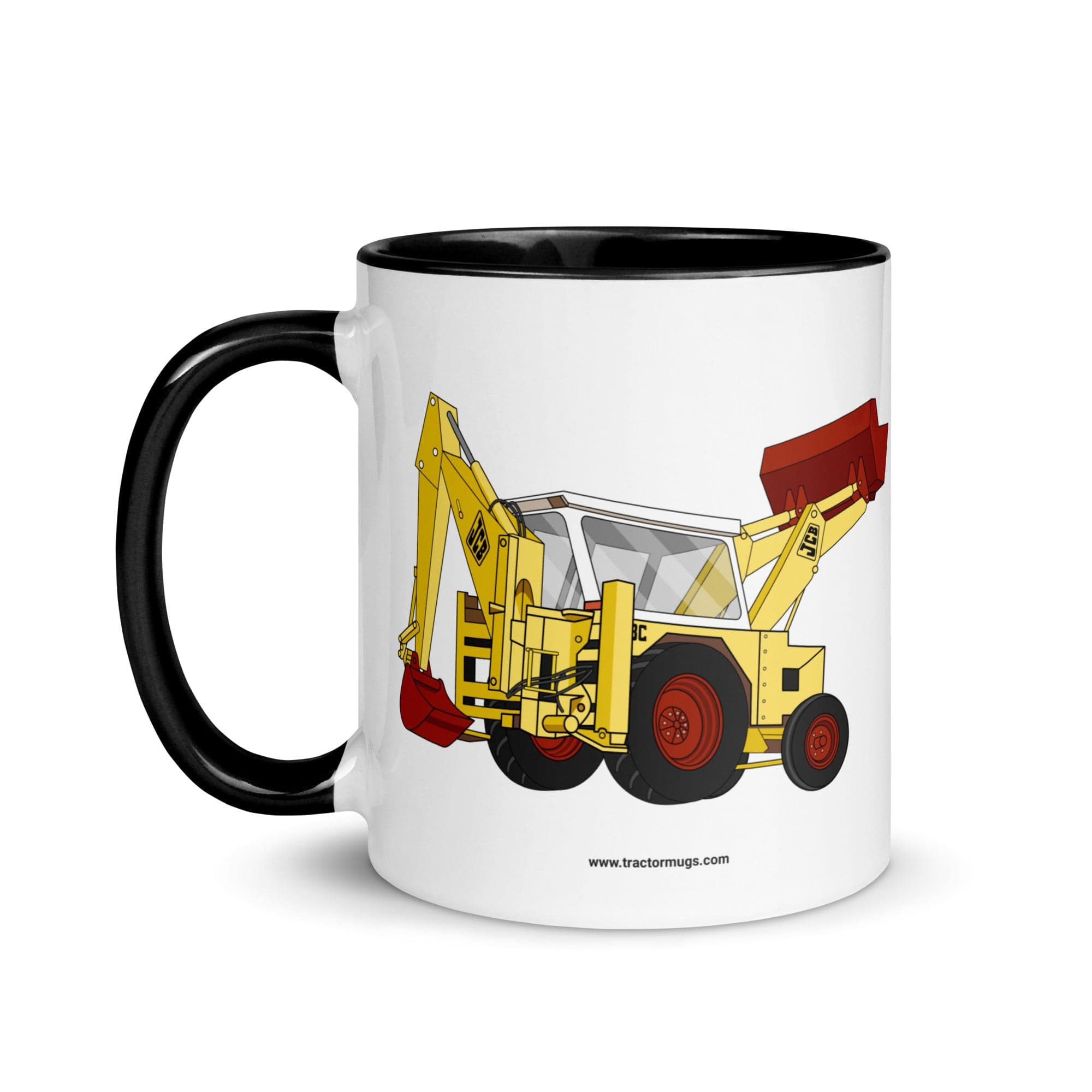 The Tractor Mugs Store JCB 3C II Backhoe | Mug with Color Inside Quality Farmers Merch