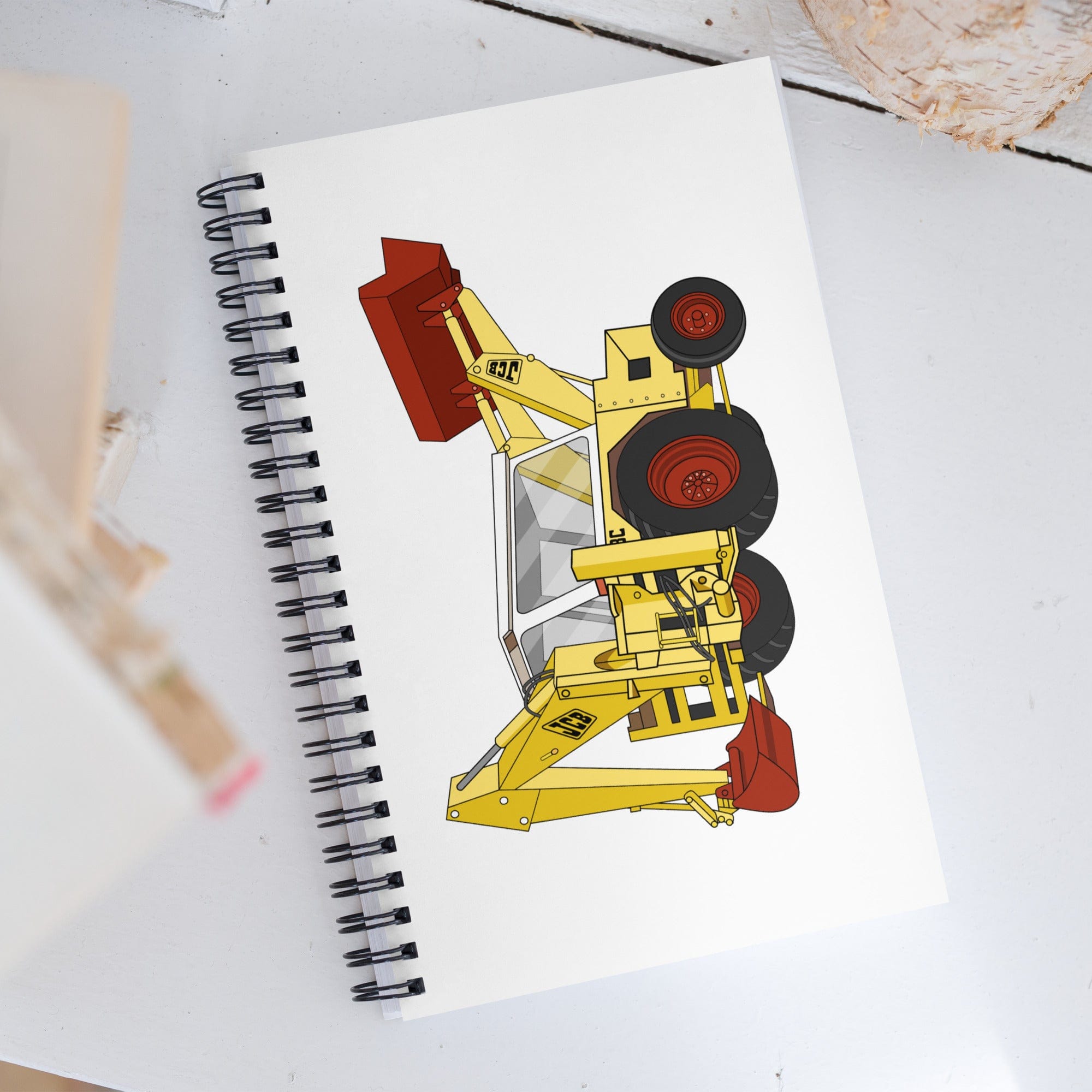 The Tractor Mugs Store JCB 3C II Backhoe | Spiral notebook Quality Farmers Merch