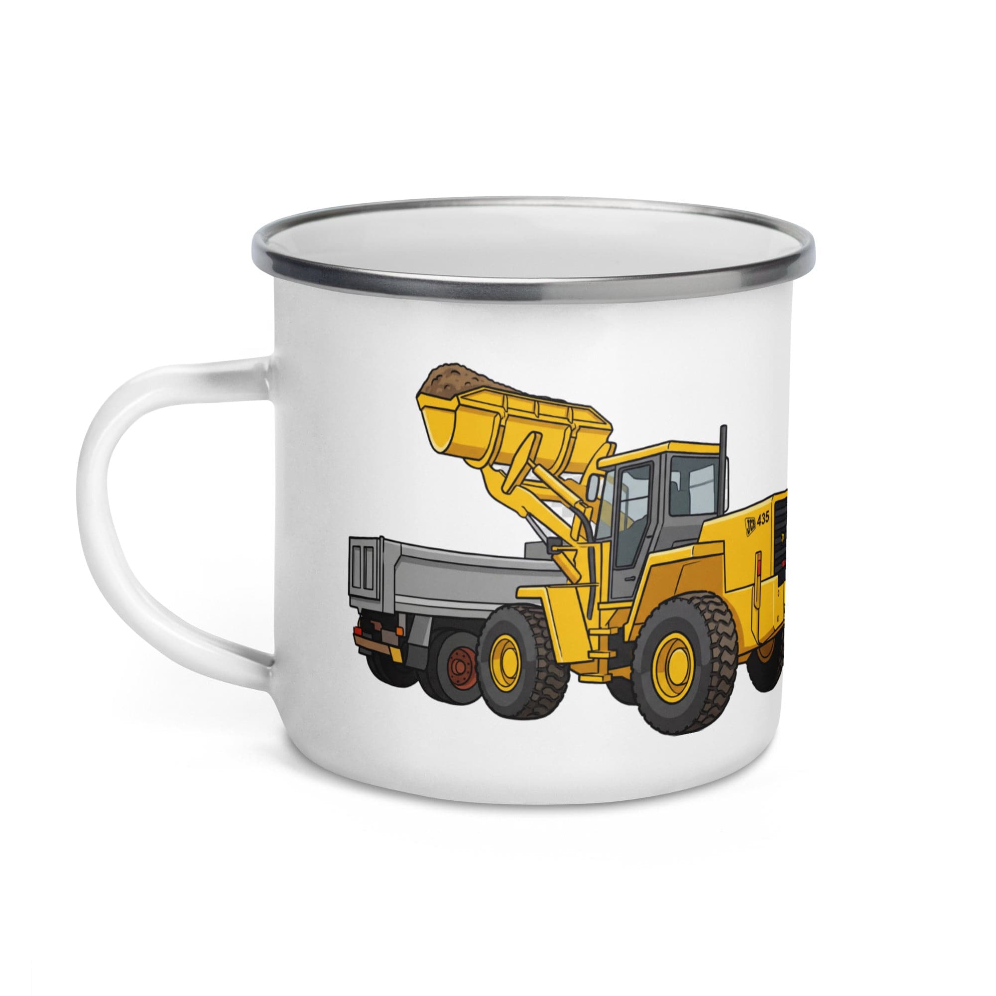 The Tractor Mugs Store JCB 435 Loader | Enamel Mug Quality Farmers Merch