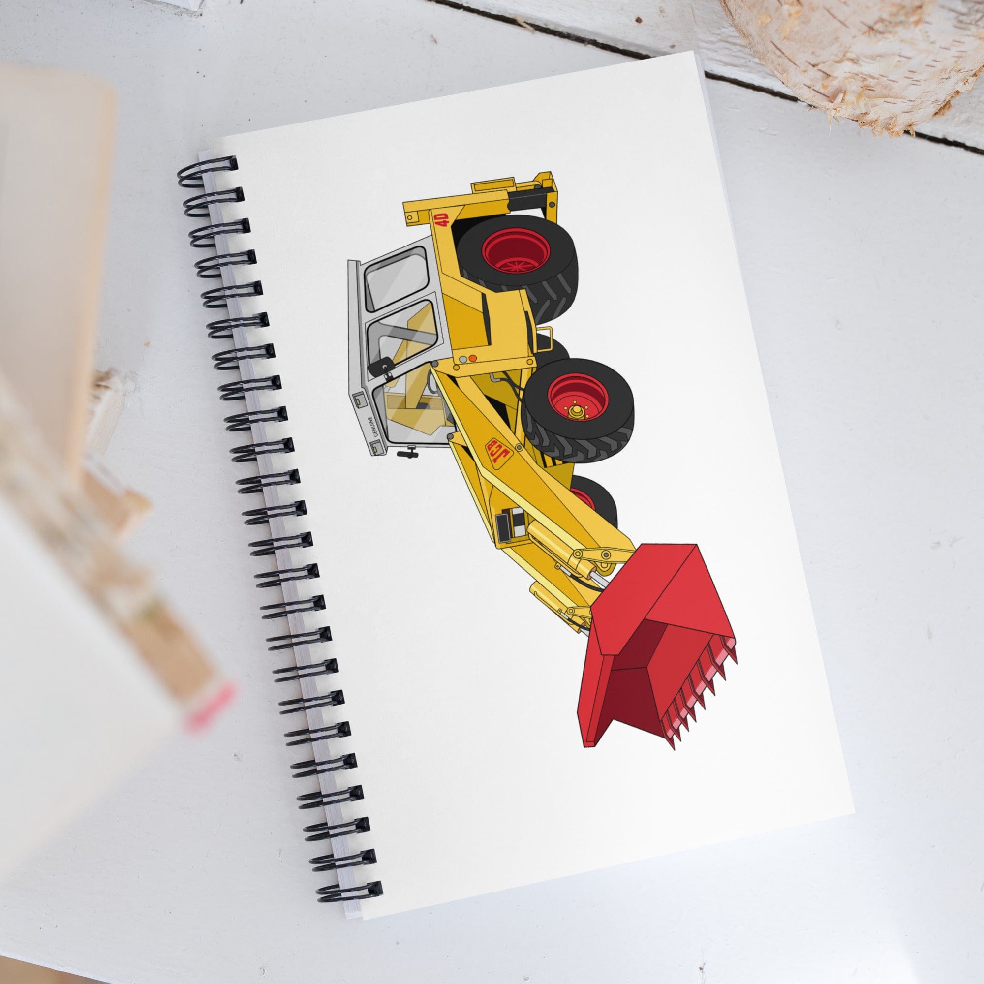 The Tractor Mugs Store JCB 4D Backhoe | Spiral notebook Quality Farmers Merch