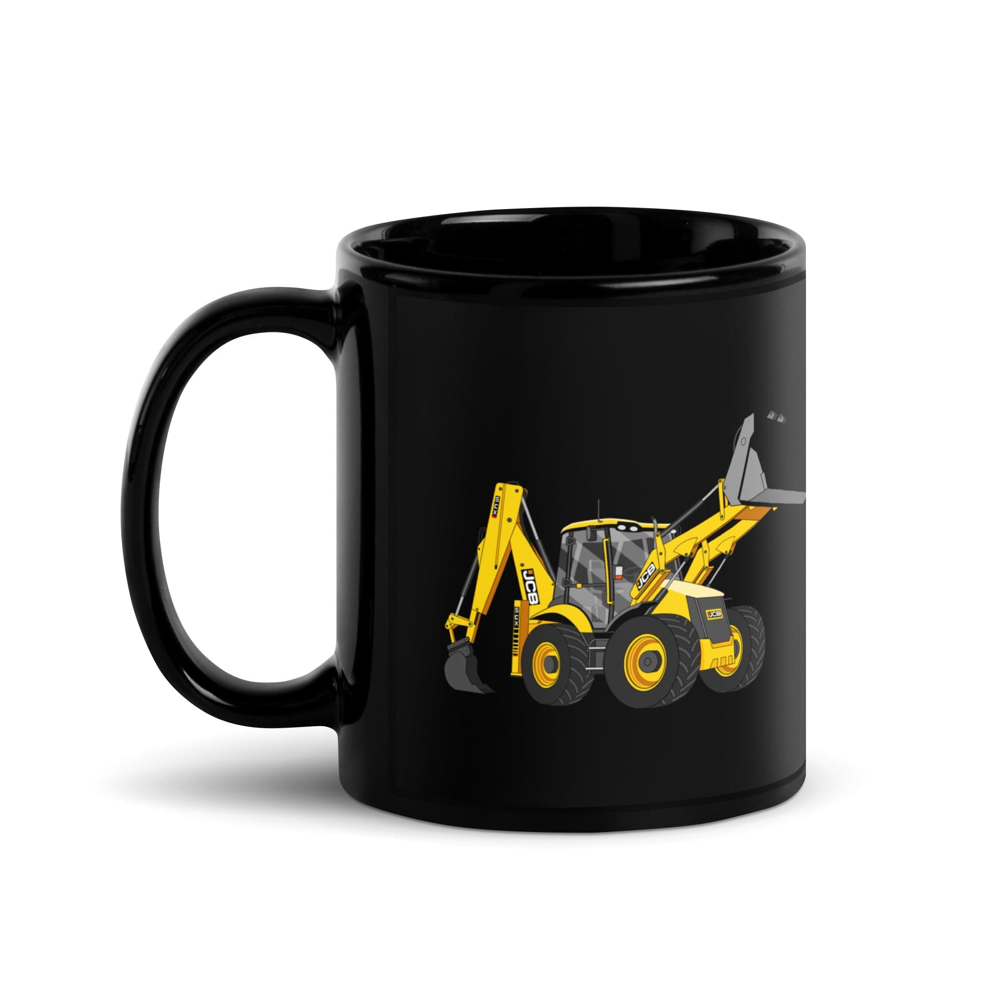 The Tractor Mugs Store JCB 5CX Backhoe | Black Glossy Mug Quality Farmers Merch