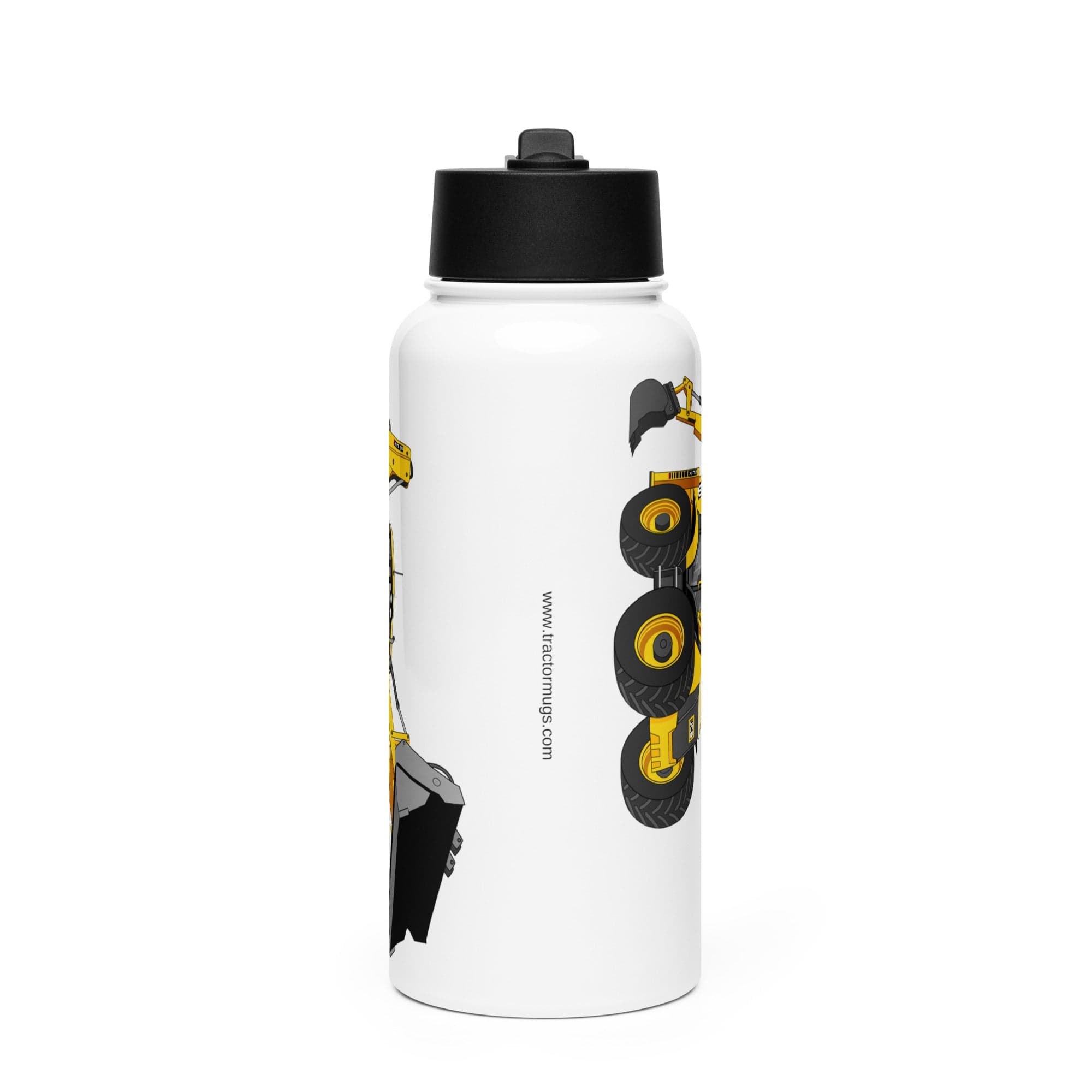 The Tractor Mugs Store JCB 5CX Backhoe | Stainless steel water bottle with a straw lid Quality Farmers Merch