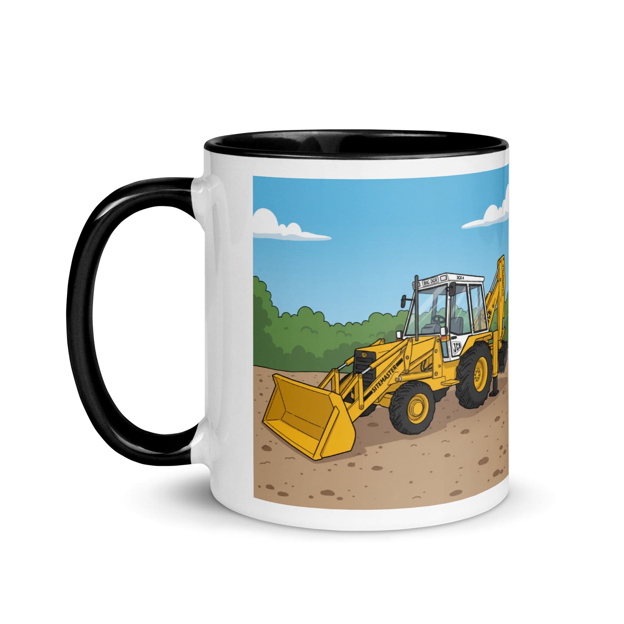 The Tractor Mugs Store JCB 80's White Cab Man | Mug with Color Inside Quality Farmers Merch