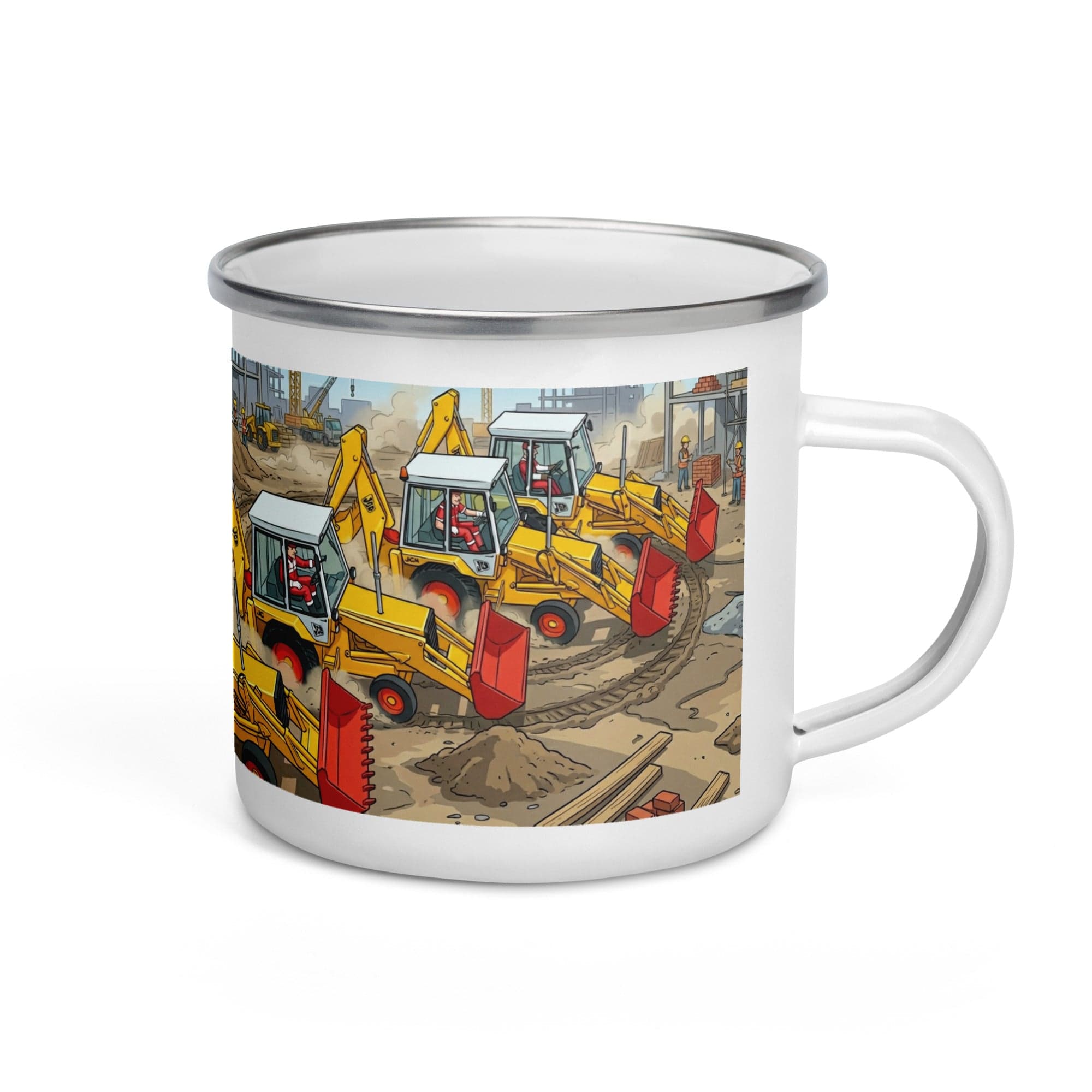 The Tractor Mugs Store JCB Dancing Diggers 80's | Enamel Mug Quality Farmers Merch