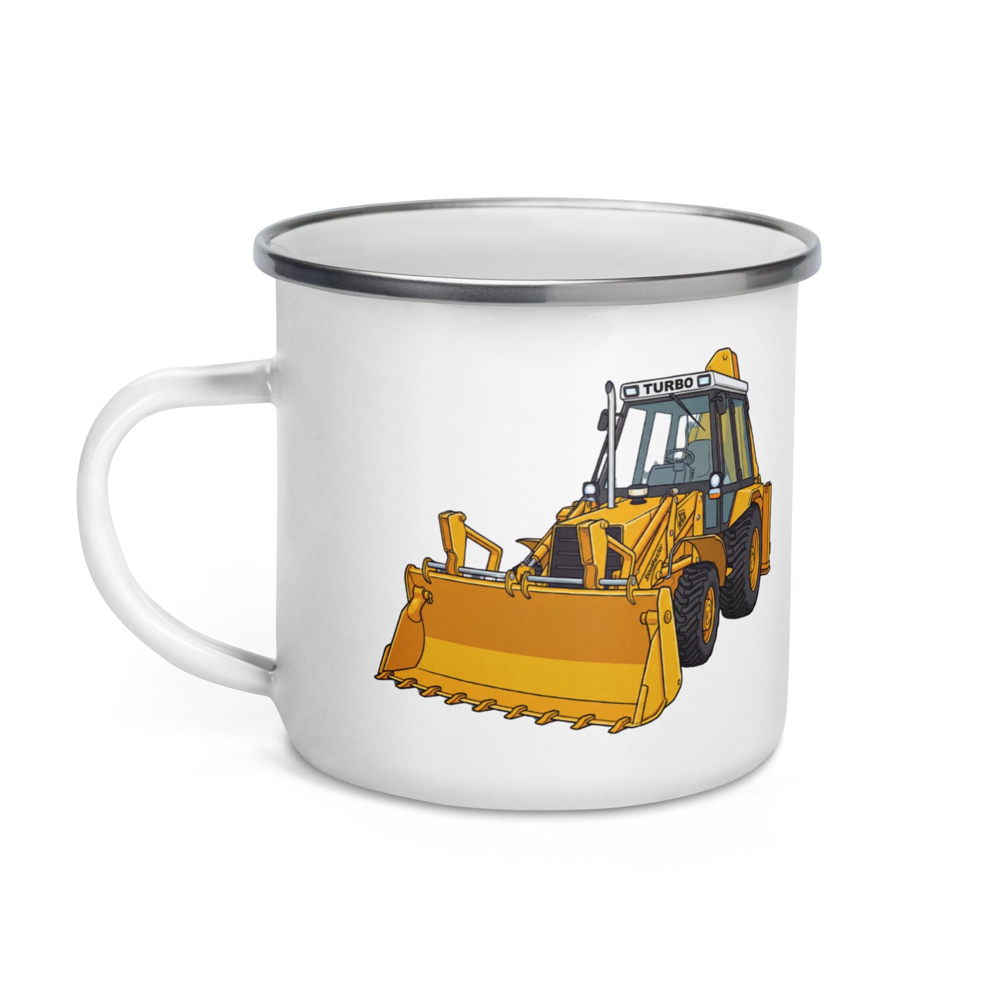 The Tractor Mugs Store JCB Grey Cab TURBO | Enamel Mug Quality Farmers Merch