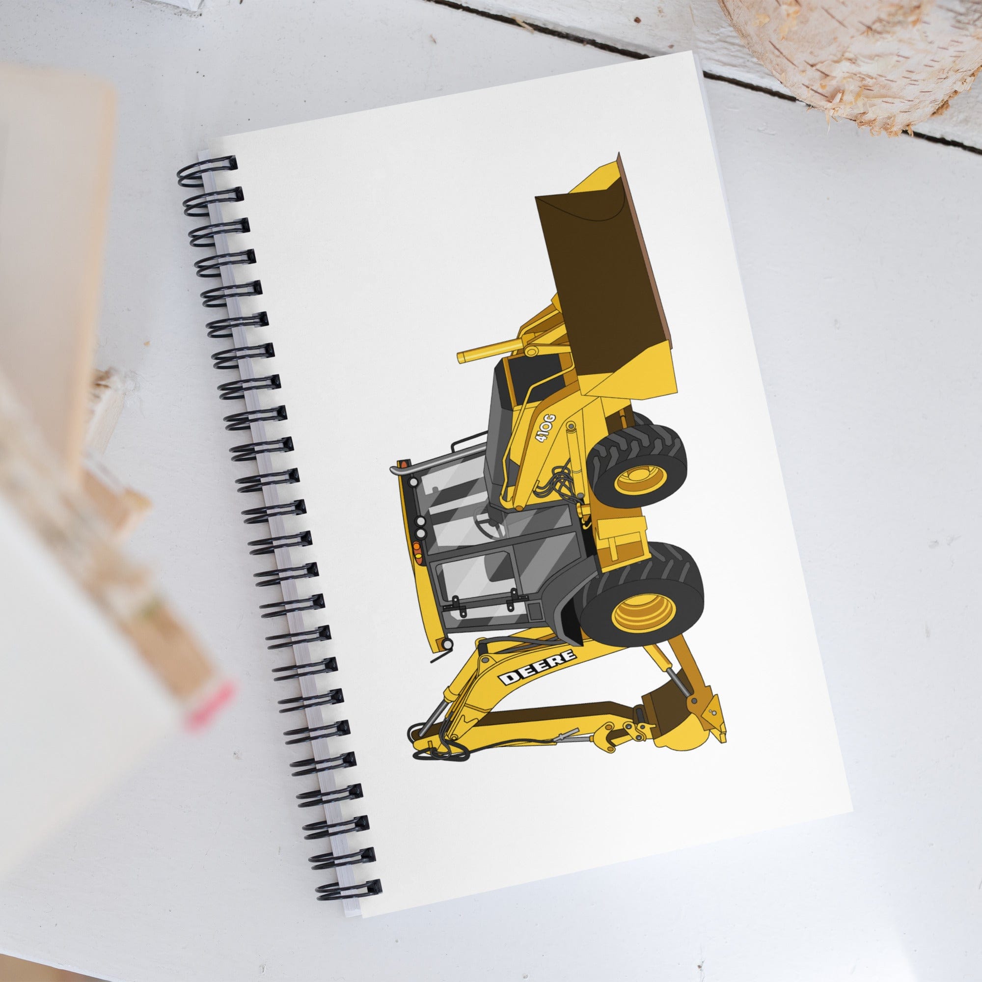 The Tractor Mugs Store John Deere 410G Backhoe | Spiral notebook Quality Farmers Merch