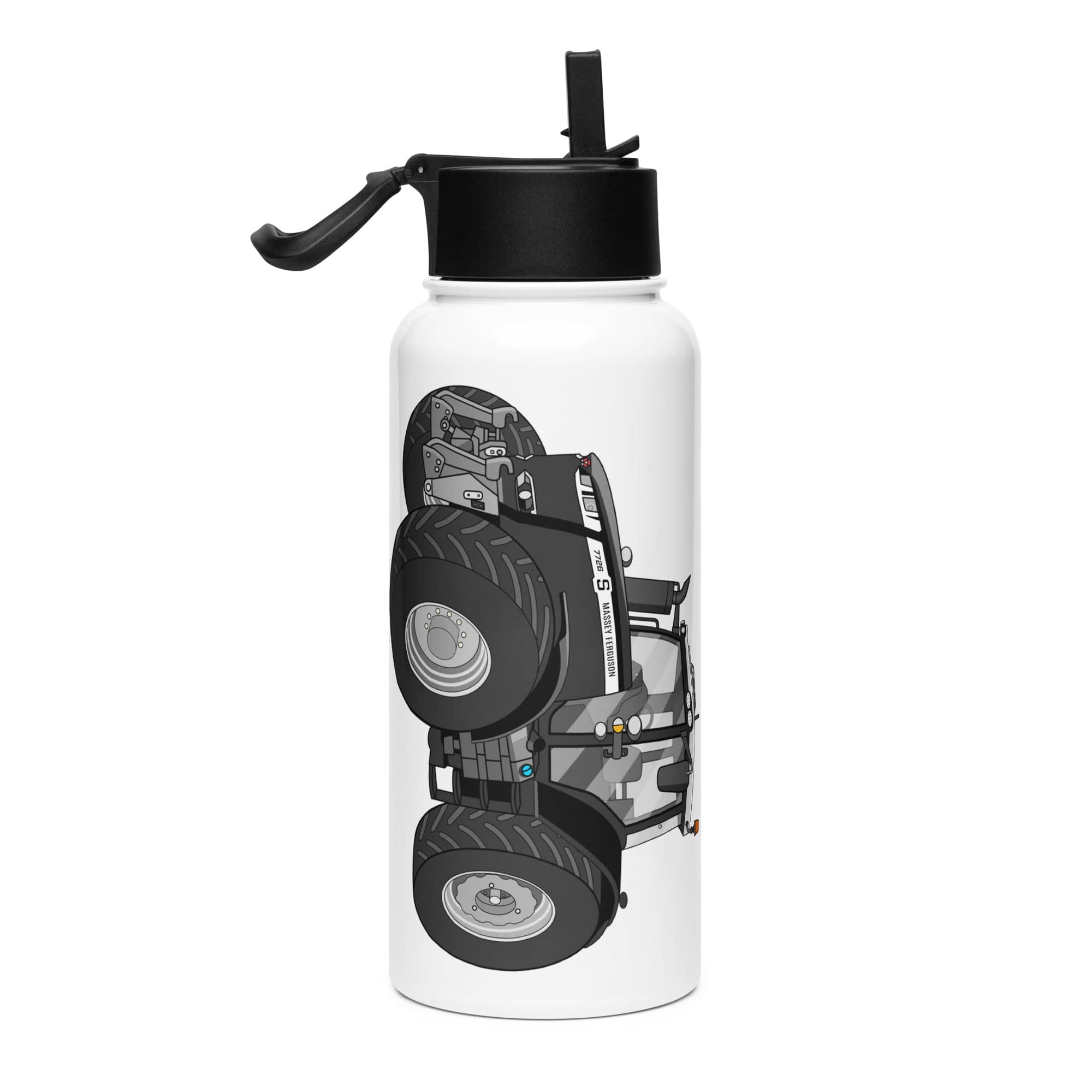 The Tractor Mugs Store Massey Ferguson 7726S Black Beauty | Stainless Steel Water Bottle Quality Farmers Merch