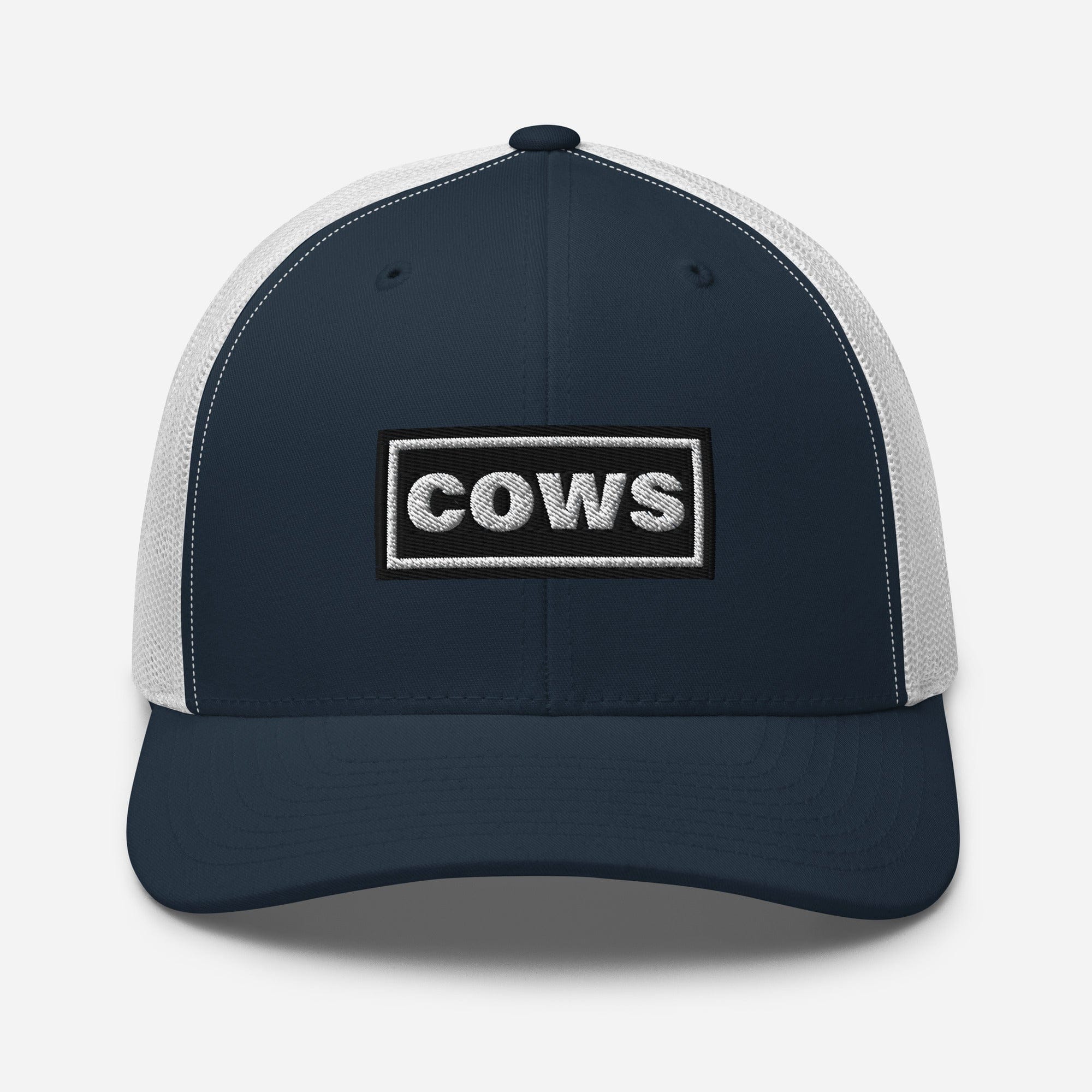 The Tractor Mugs Store Navy/ White Oasis Style Retro Cows | Trucker Cap Quality Farmers Merch