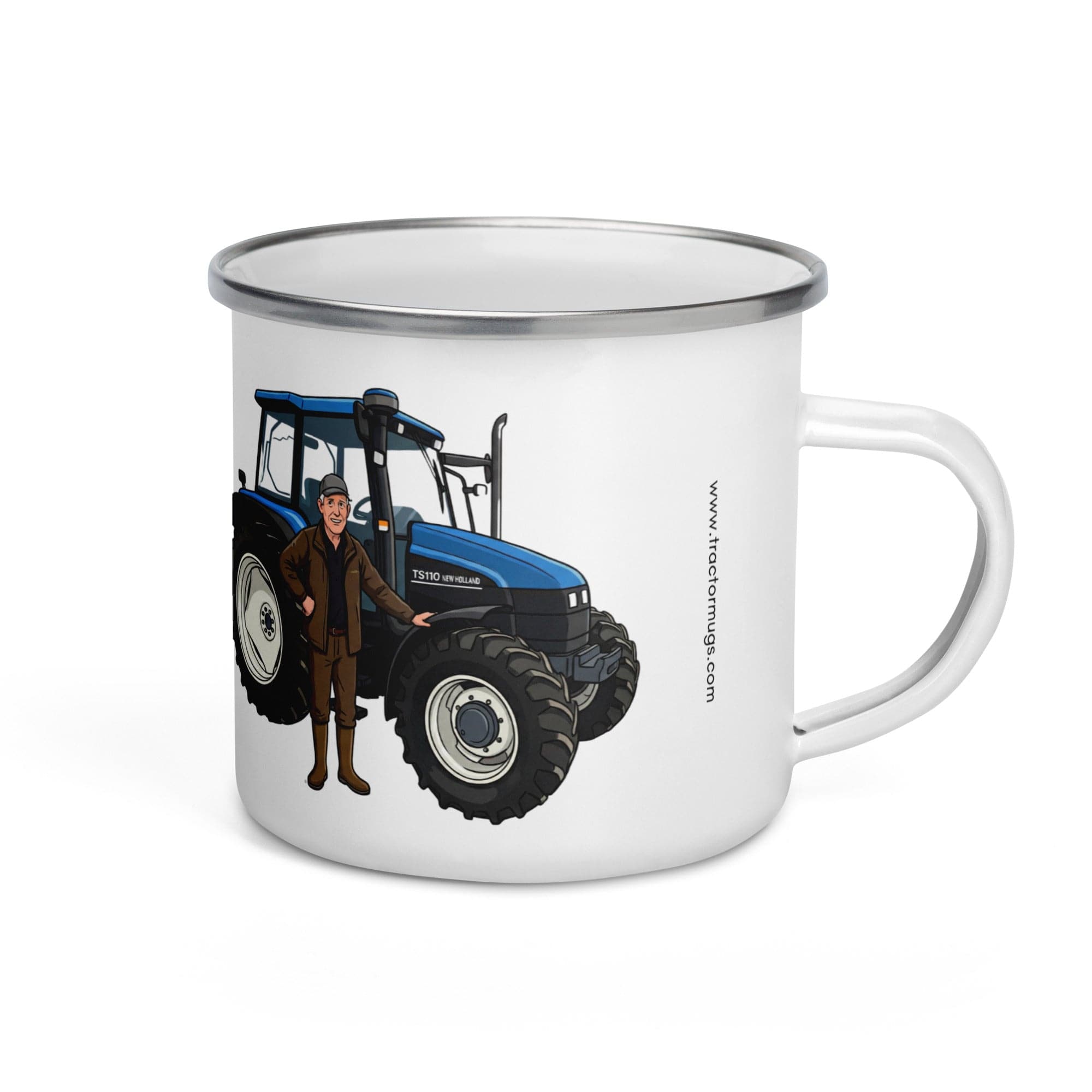 The Tractor Mugs Store New Holland 110 Man | Enamel Mug Quality Farmers Merch