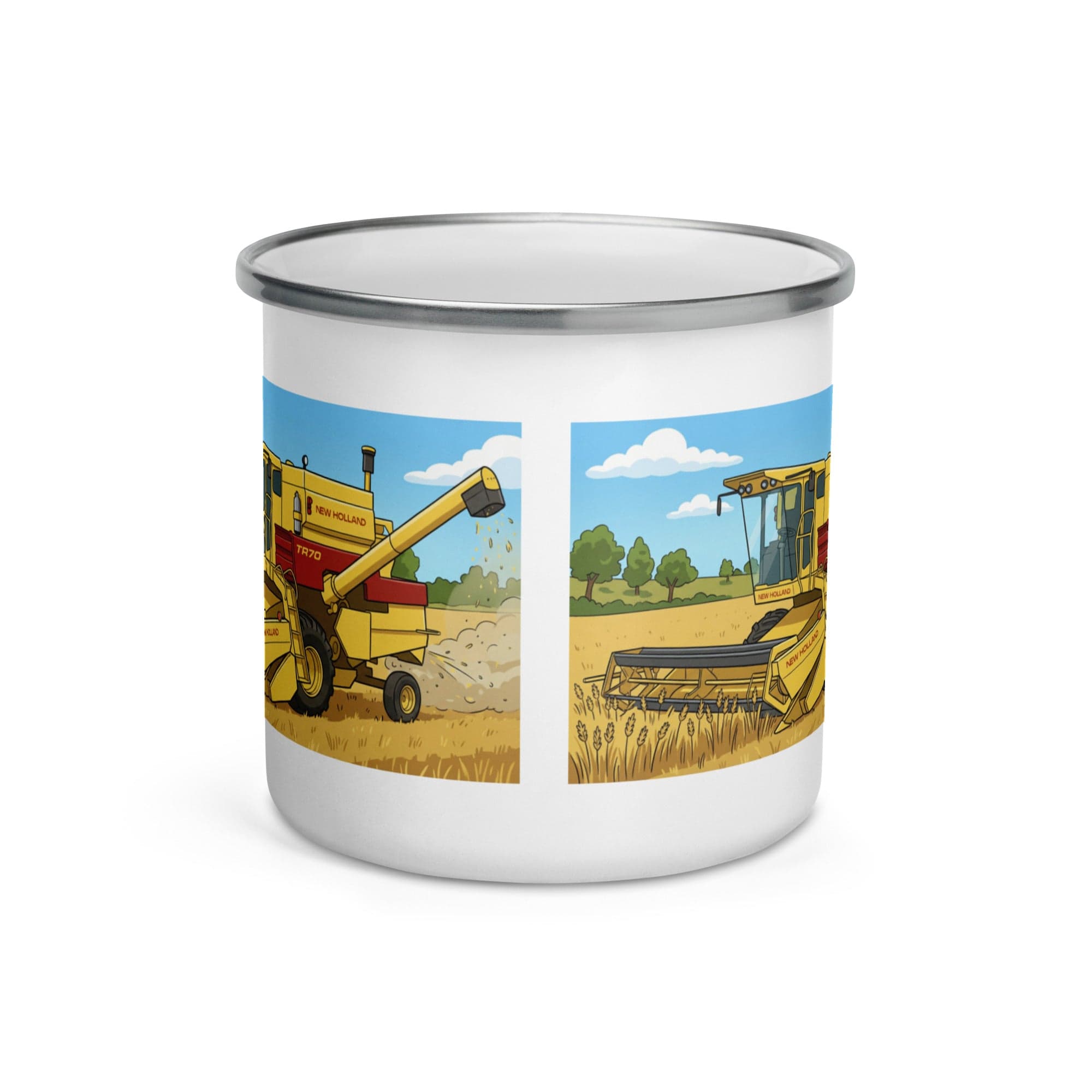 The Tractor Mugs Store New Holland TR70 Combine Harvester | Enamel Mug Quality Farmers Merch