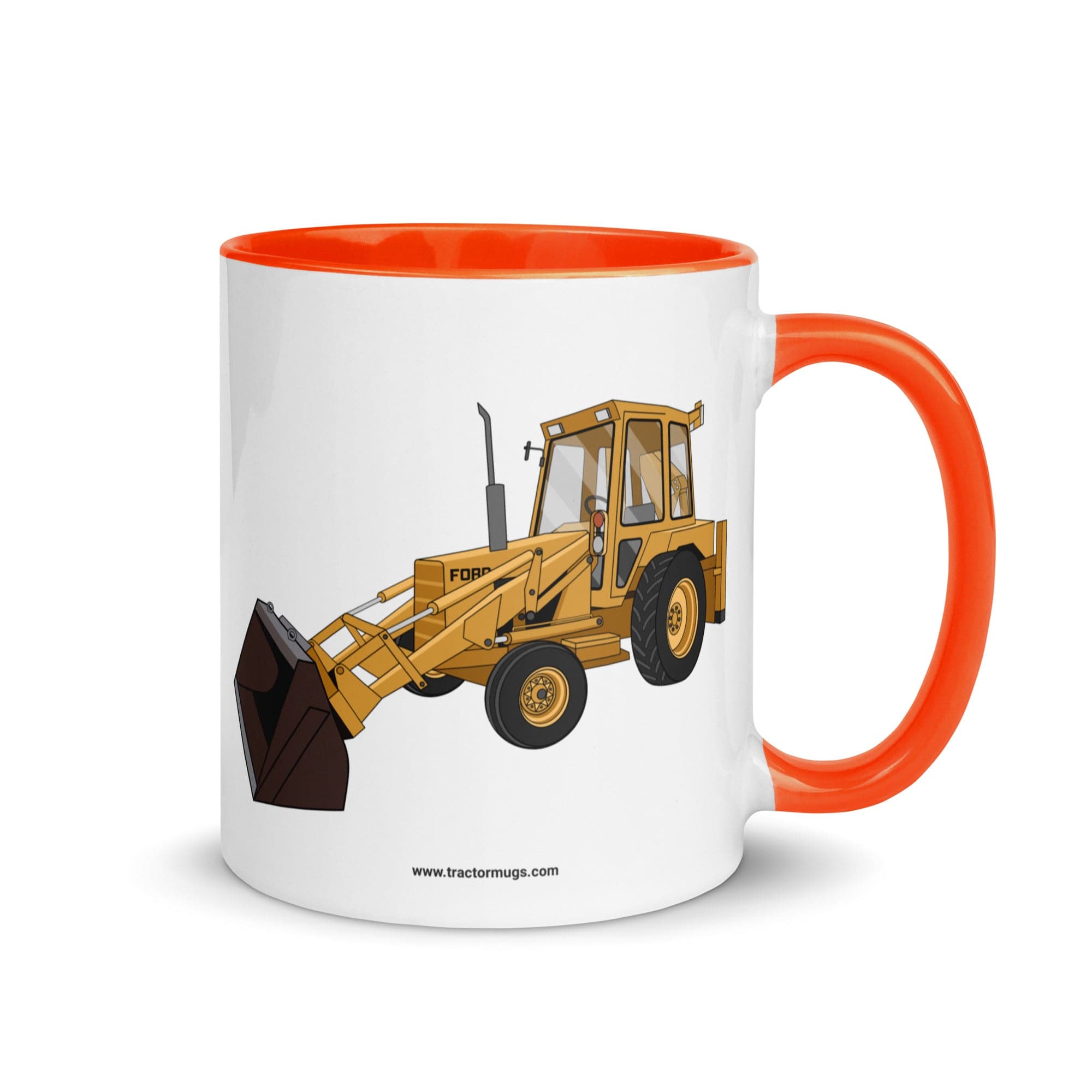 The Tractor Mugs Store Orange Ford 550 Backhoe | Mug with Color Inside Quality Farmers Merch
