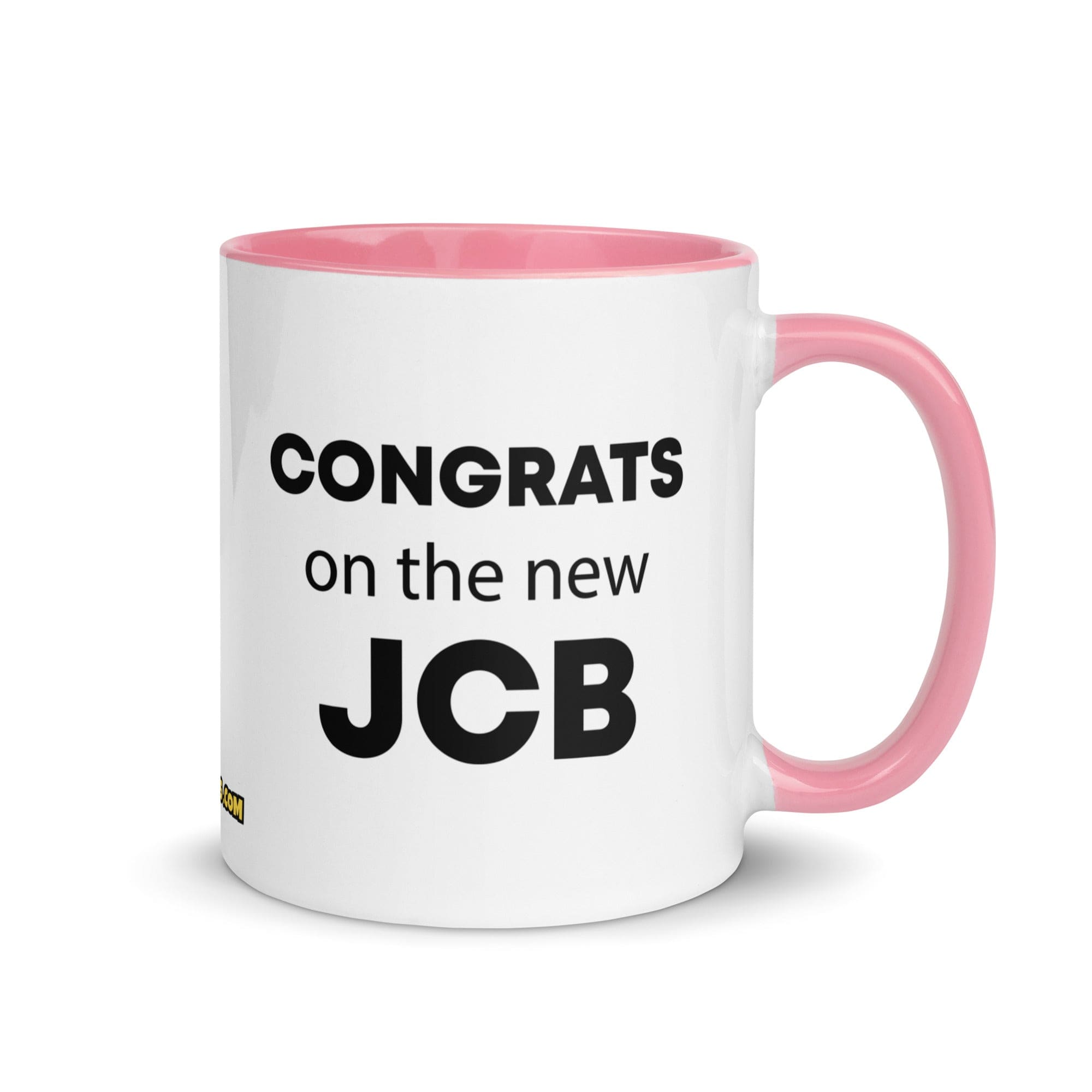The Tractor Mugs Store Pink Congrats On The New JCB Mug with Color Inside Quality Farmers Merch